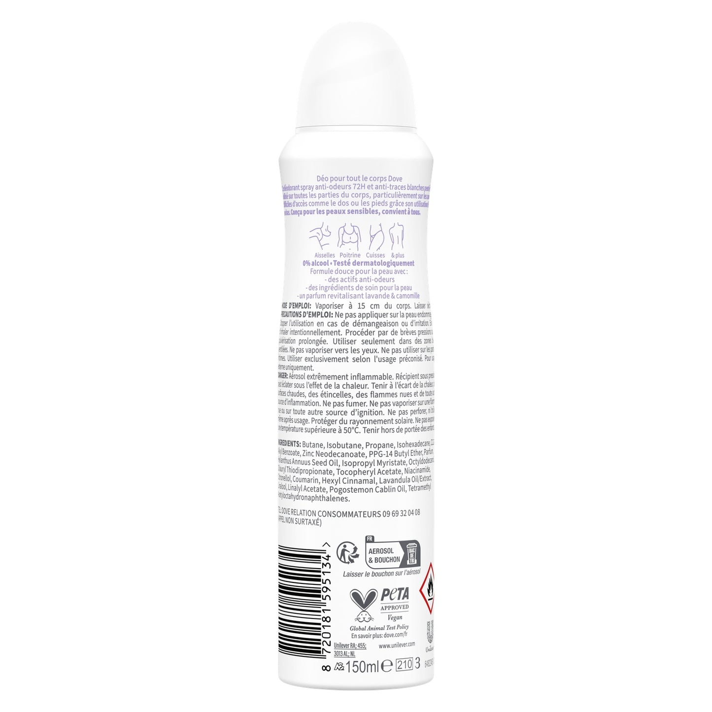 Déodorant Spray 72h Corps Lavande et Camomille DOVE