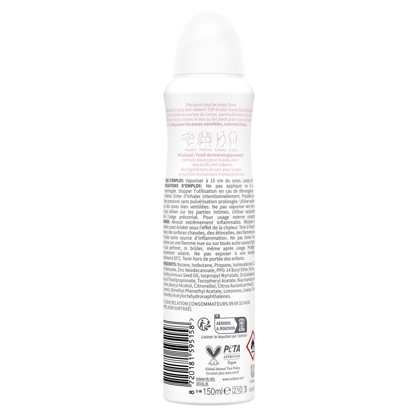 Spray Corps Framboise Rose Protection 72h DOVE