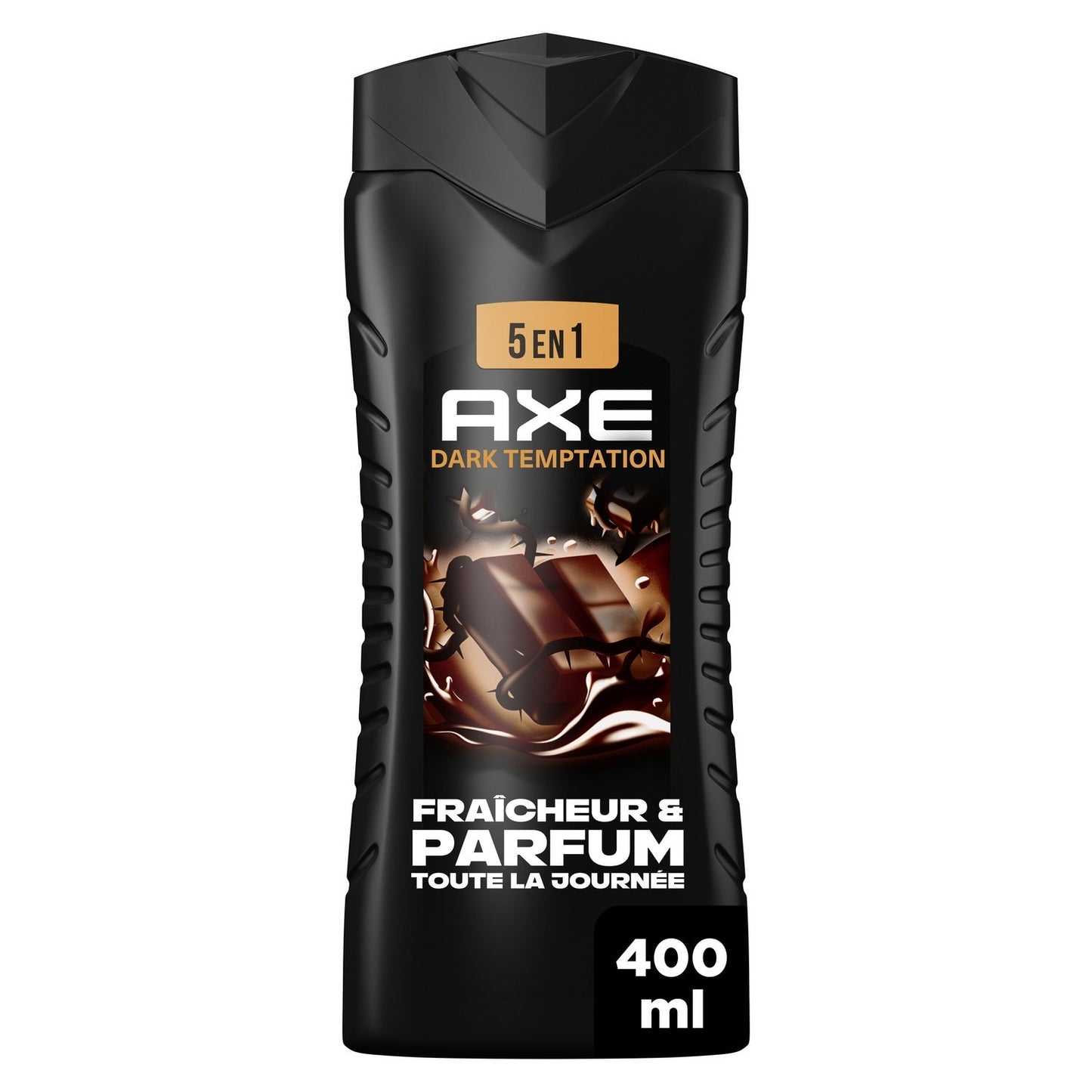 Gel Douche Homme Corps Cheveux Visage 5-En-1 Fraîcheur Parfum Chocolat Tonka Dark Temptation AXE le flacon de 400mL