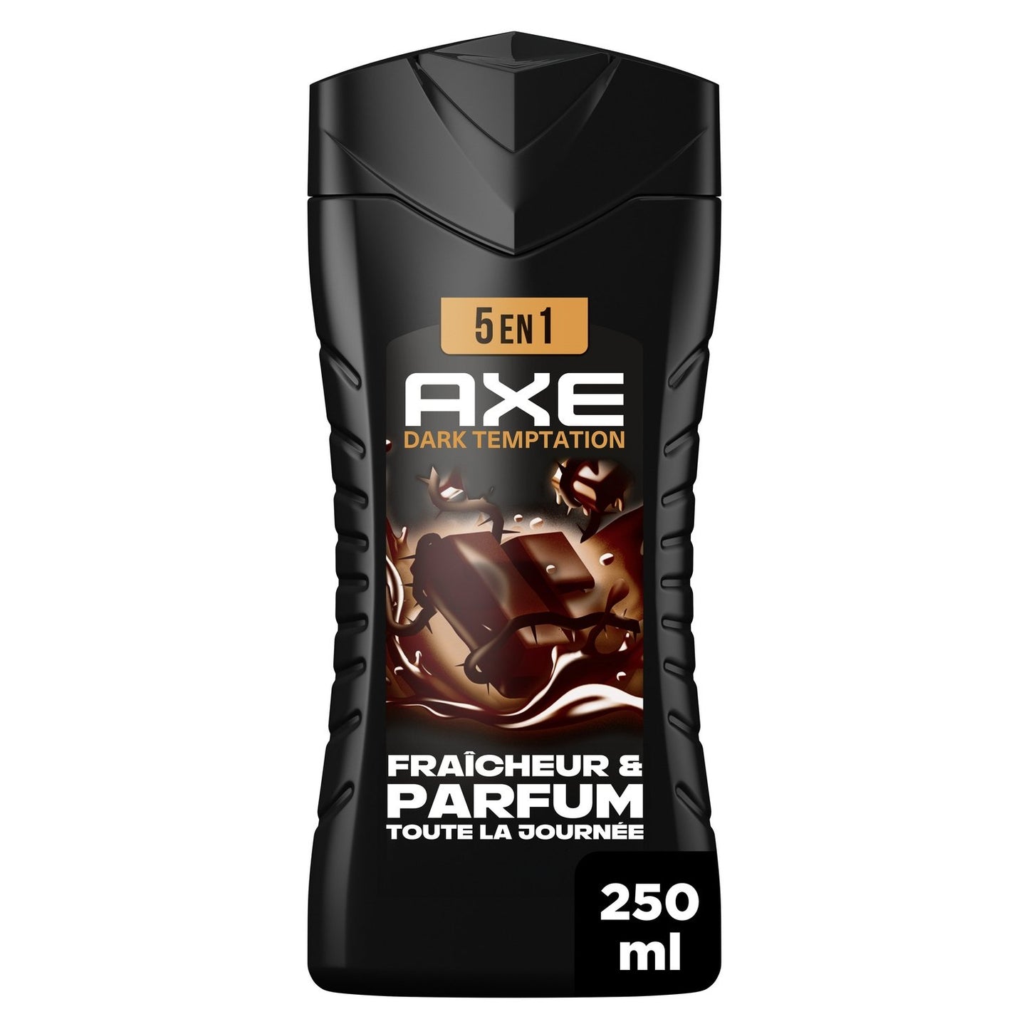 Gel Douche Homme Corps Cheveux Fraîcheur Parfum Chocolat Tonka Dark Temptation AXE le flacon de 250mL