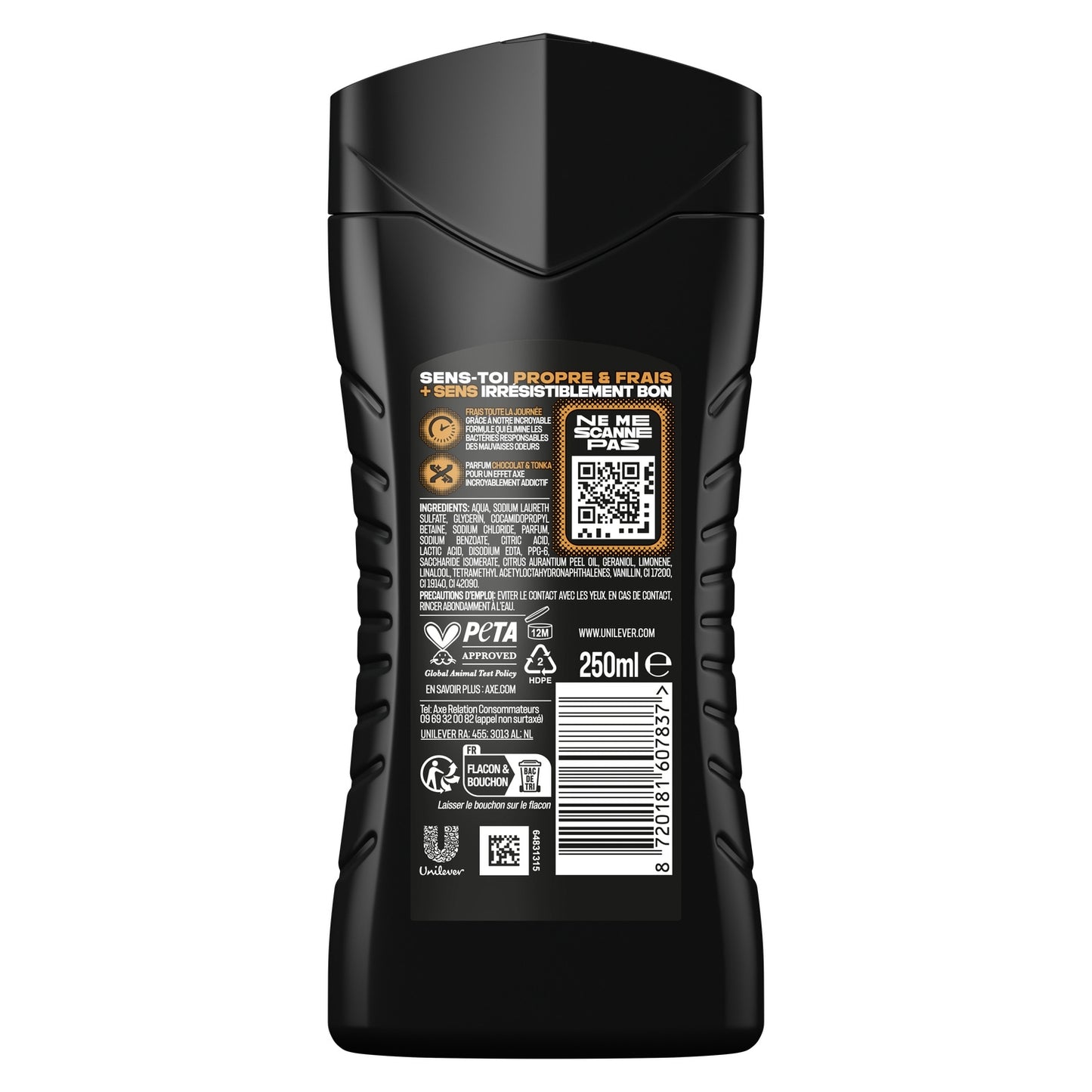 Gel Douche Homme Corps Cheveux Fraîcheur Parfum Chocolat Tonka Dark Temptation AXE