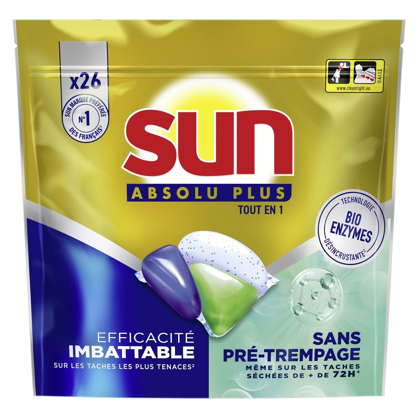 Capsules Lave-Vaisselle Tout en 1 Bio-Enzymes SUN