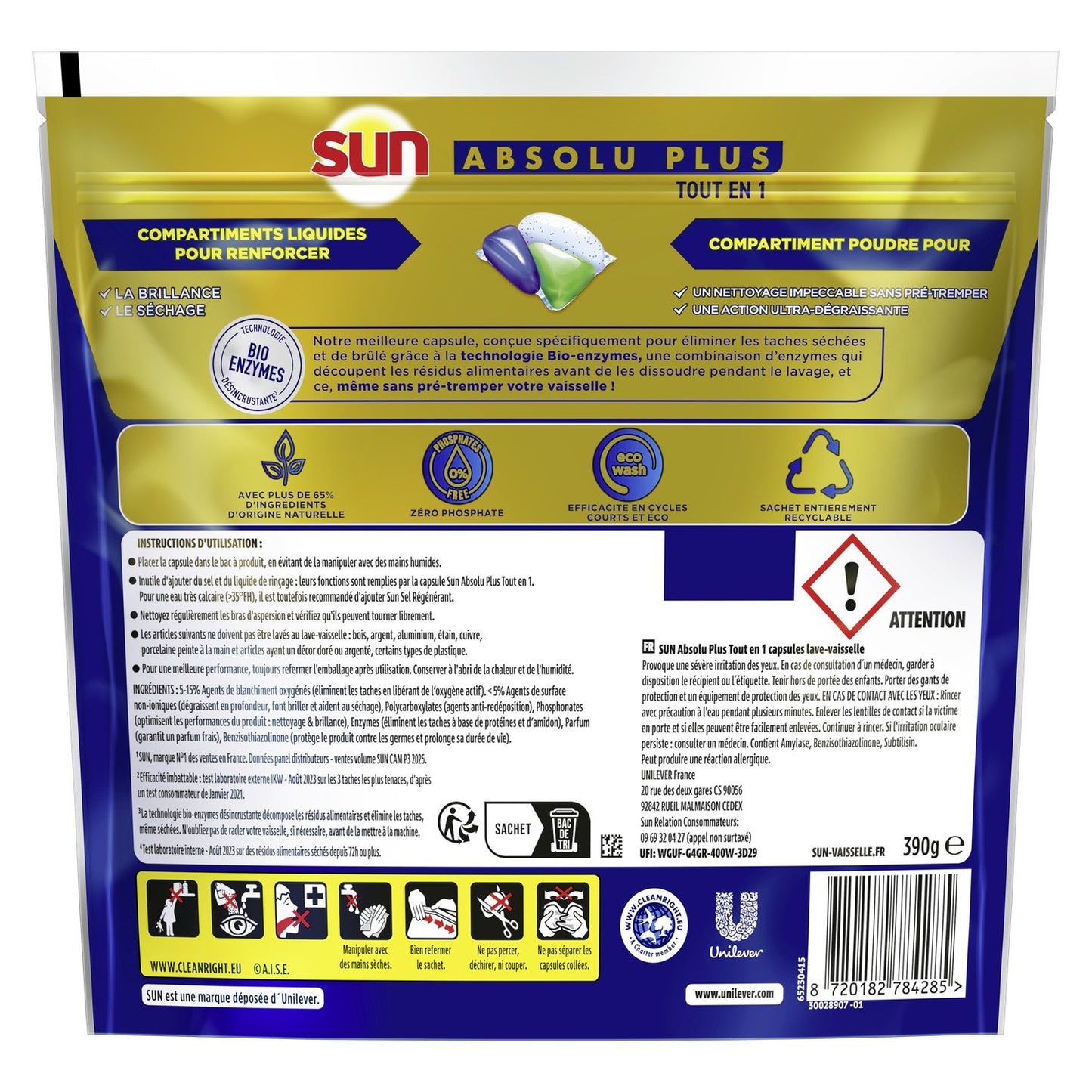 Capsules Lave-Vaisselle Tout en 1 Bio-Enzymes SUN