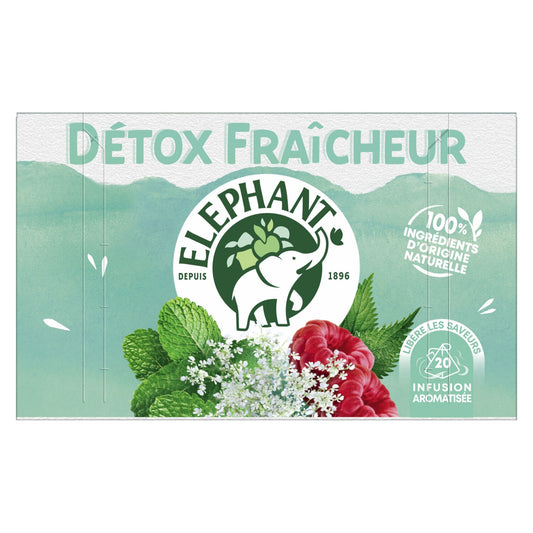Infusion Reine des Prés Menthe Poivrée Framboise Feuille d'Ortie Détox Fraîcheur ELEPHANT