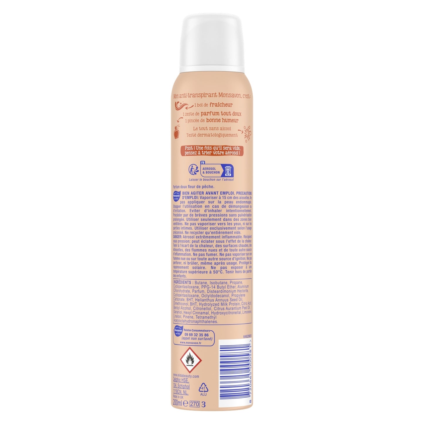 Déodorant Spray Anti-Transpirant Fleur de Pêche MONSAVON