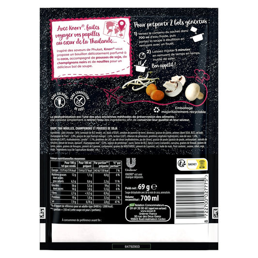 Soupe Déshydratée Thaï Nouilles Champignons Pousses de Soja KNORR