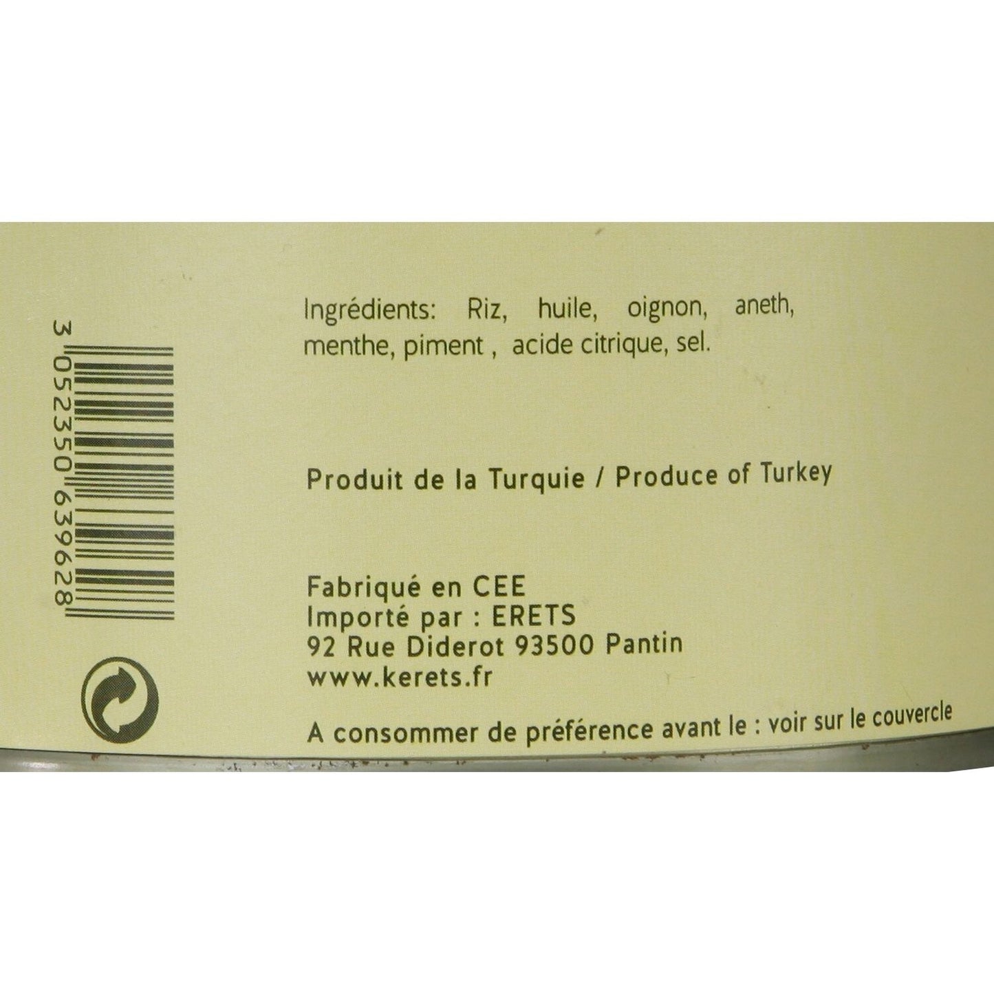 Feuilles de Vignes Farcies au Riz KERETS