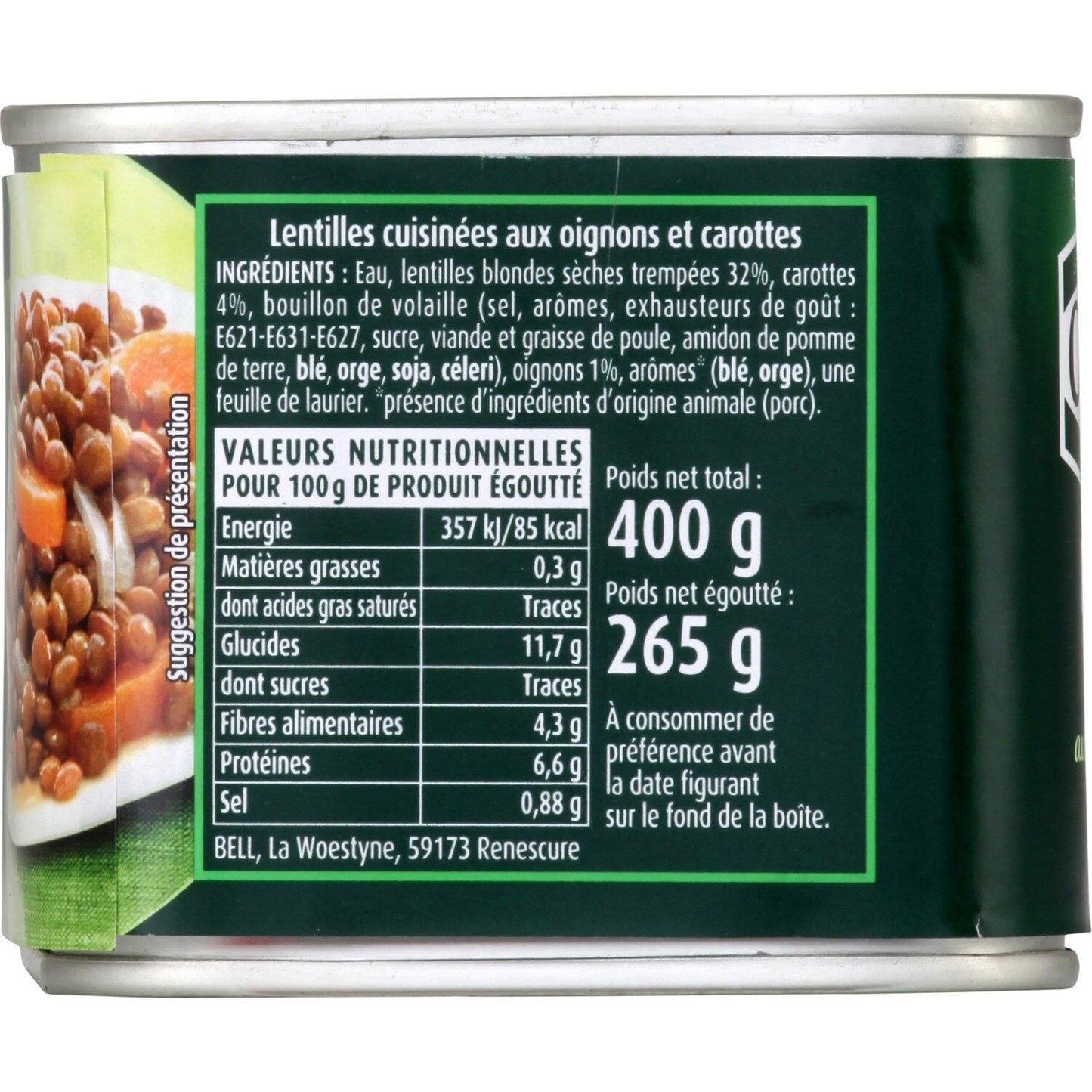 Lentilles aux Oignons et Carottes CASSEGRAIN