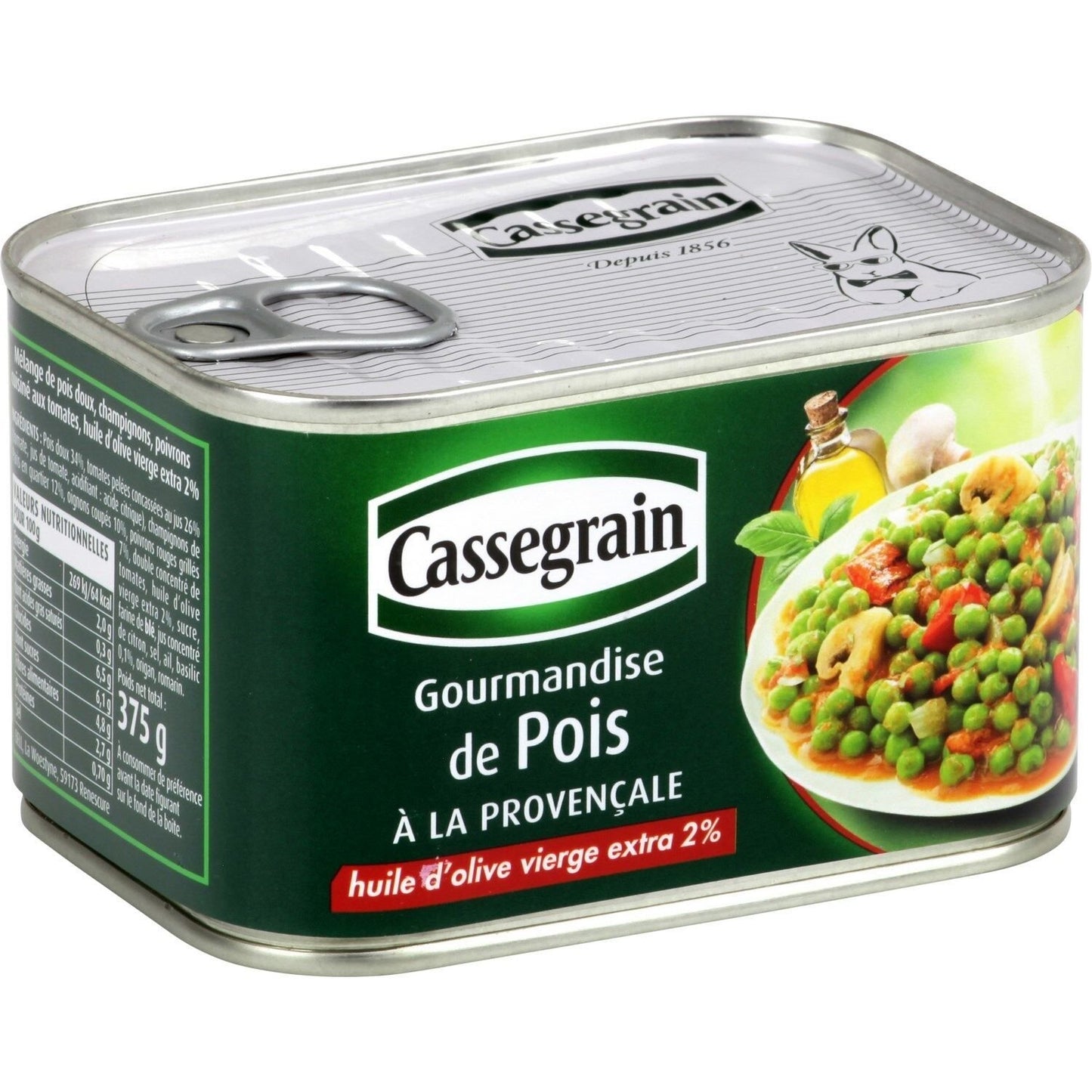 Légumes Cuisinés Pois à la Provençale CASSEGRAIN la boite de 375 g