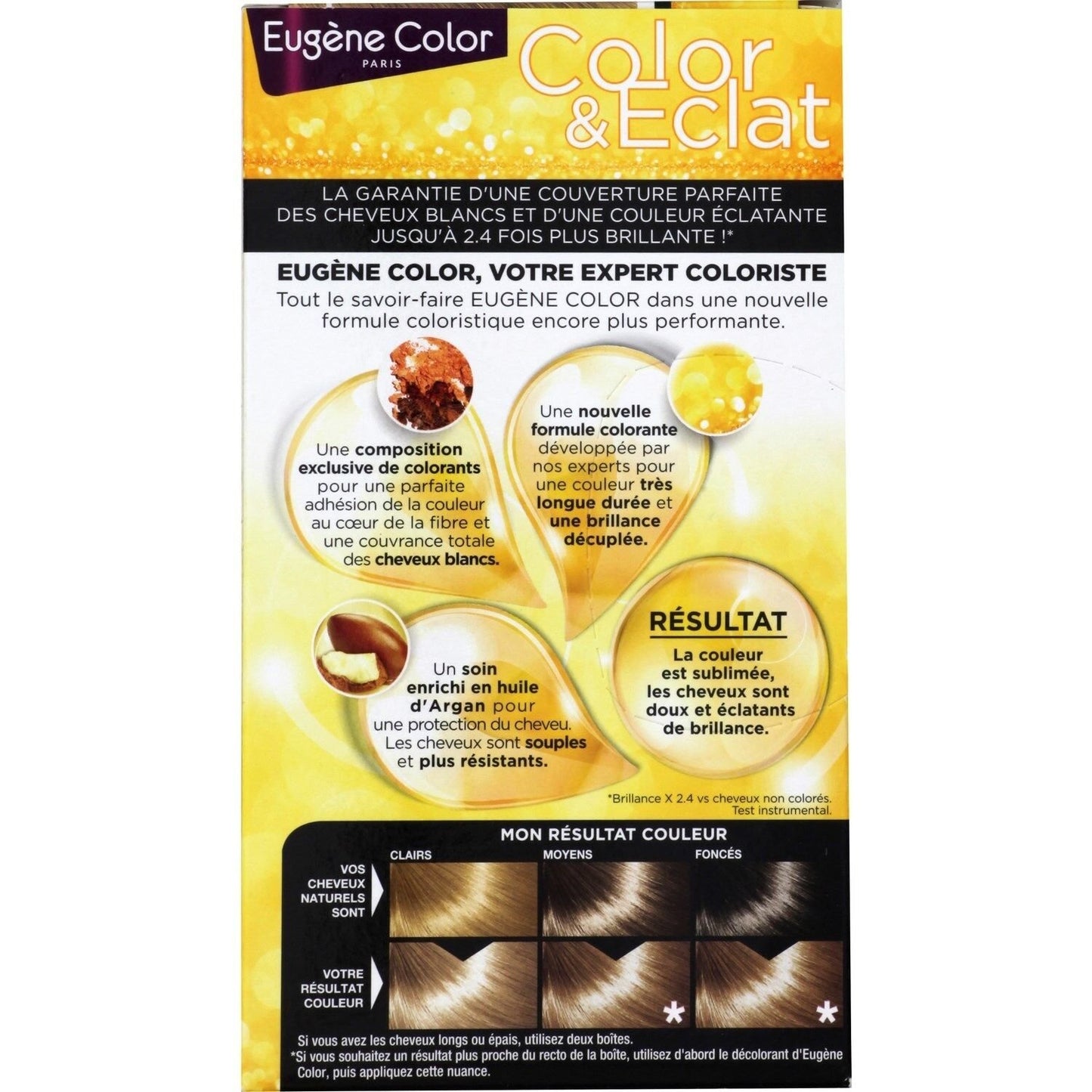 Coloration Permanente 83 Blond Clair Doré Huile d'Argan Couvre 100% Cheveux Blancs Color & Éclat EUGENE COLOR
