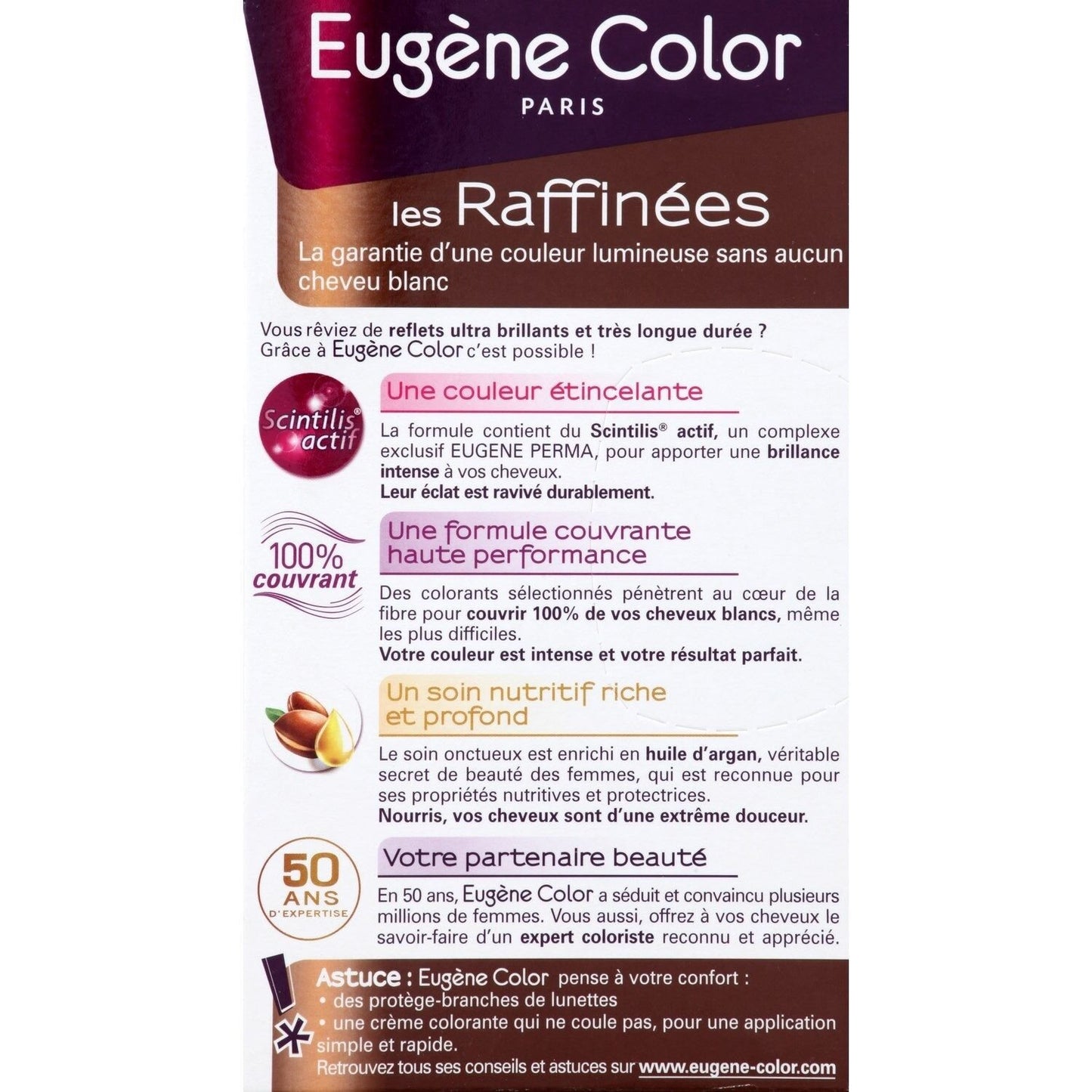 Coloration Permanente 35 Châtain Expresso les Raffinées Huile d'Argan Color & Éclat EUGENE COLOR