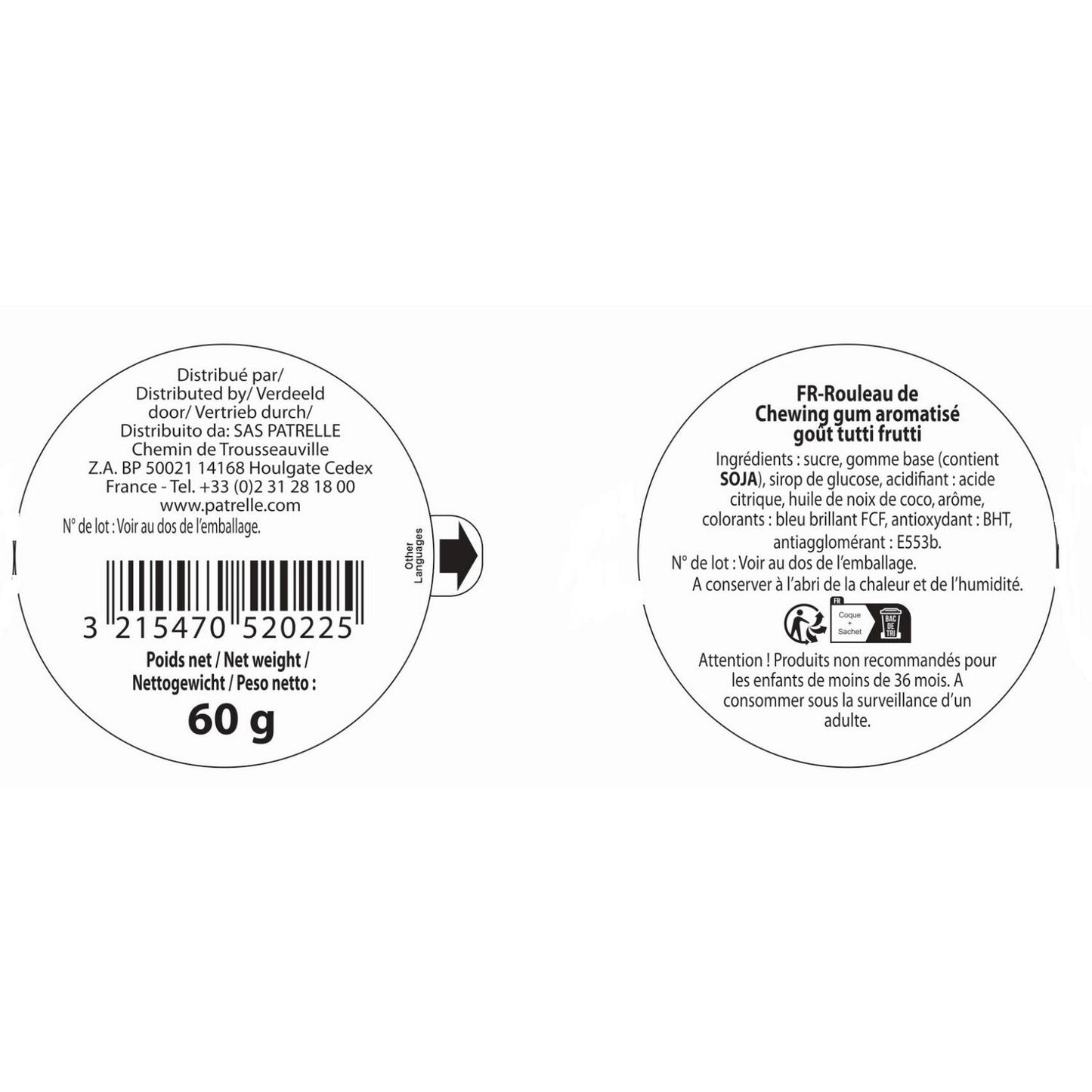 Chewing-Gum à Dérouler Goût Tutti Frutti ZIP ET ZAP