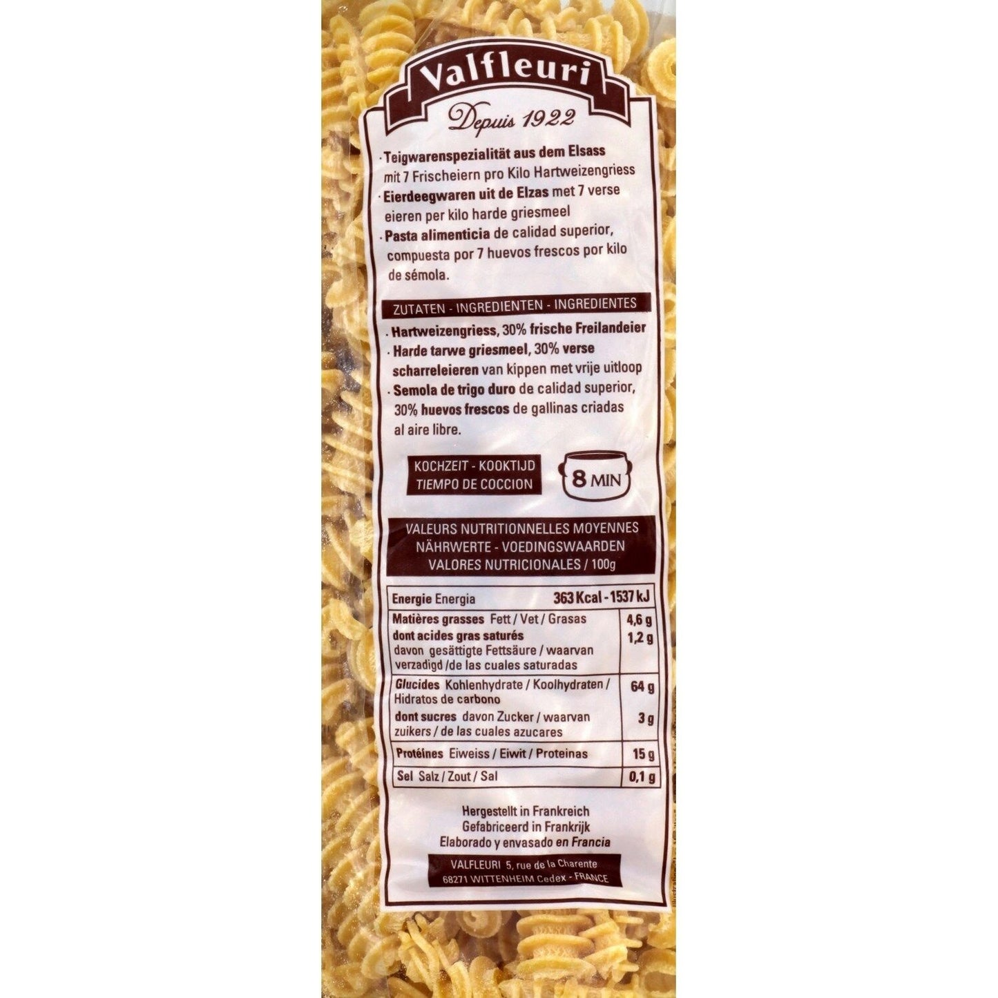 Alsace Ondines VALFLEURI Pasta