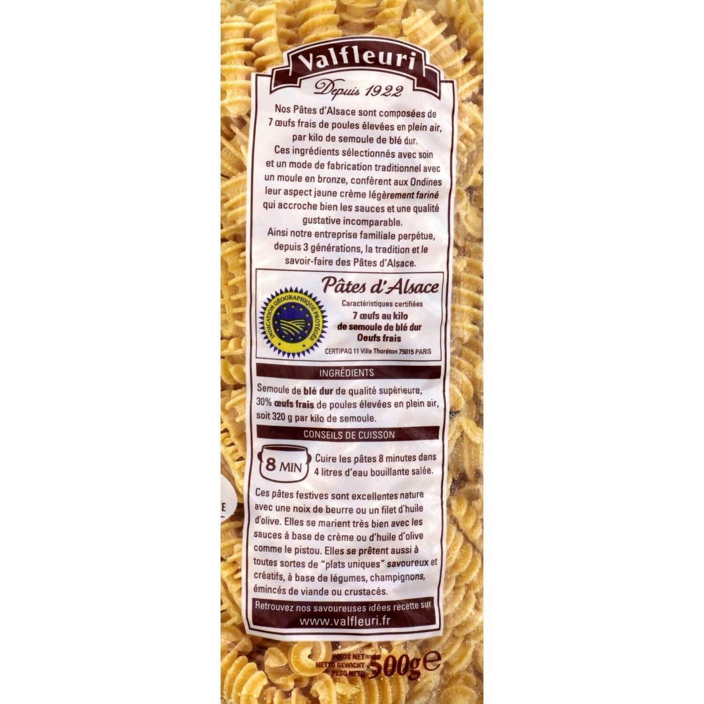 Alsace Ondines VALFLEURI Pasta