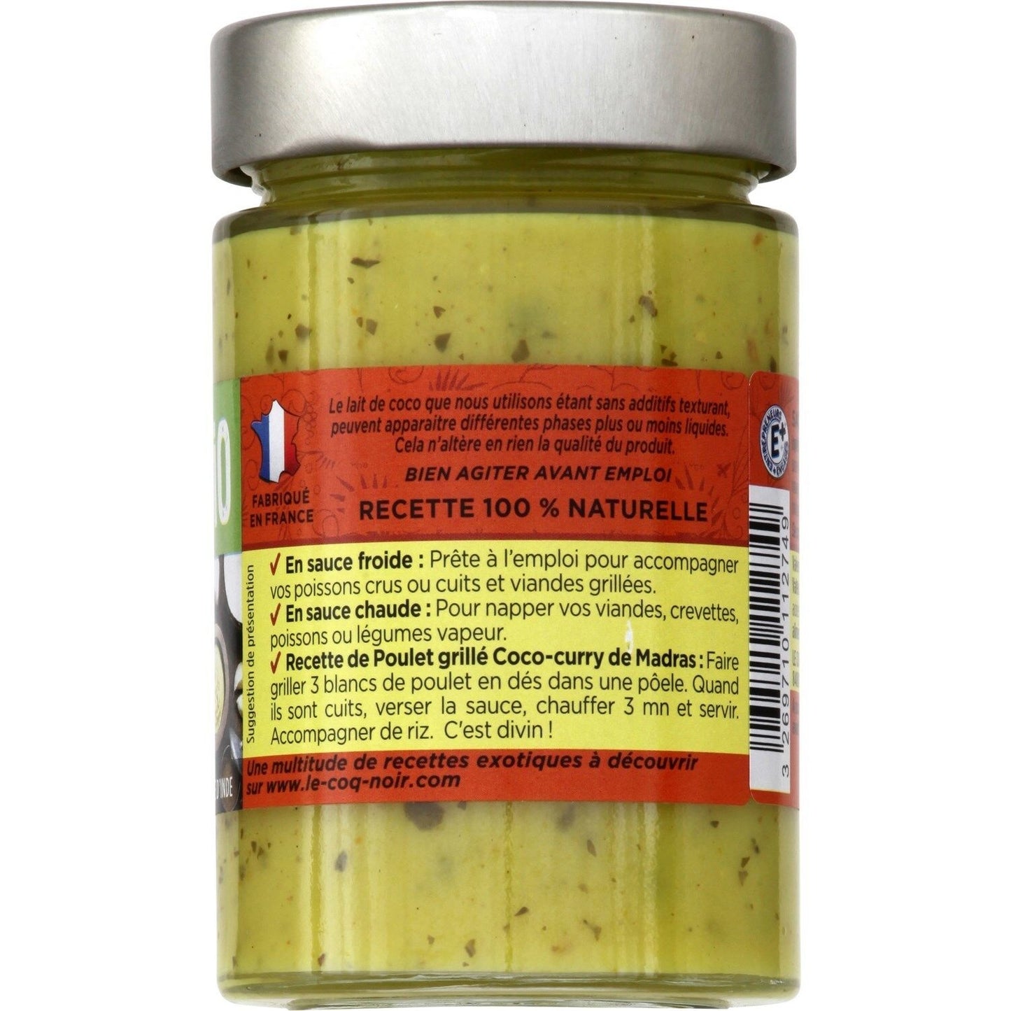 Organic Coconut Curry Sauce Very Mild LE COQ NOIR