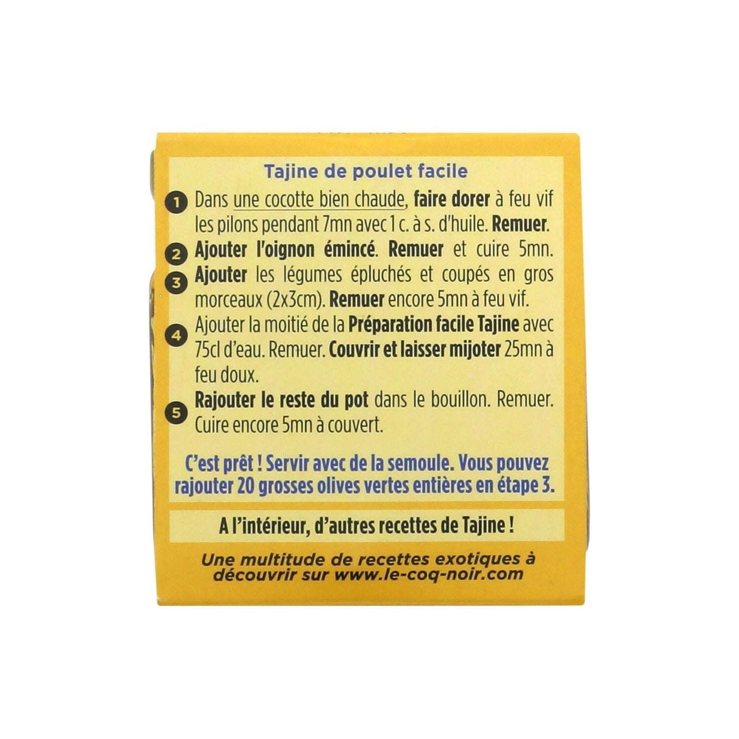 Préparation Culinaire Bio pour Tajine LE COQ NOIR