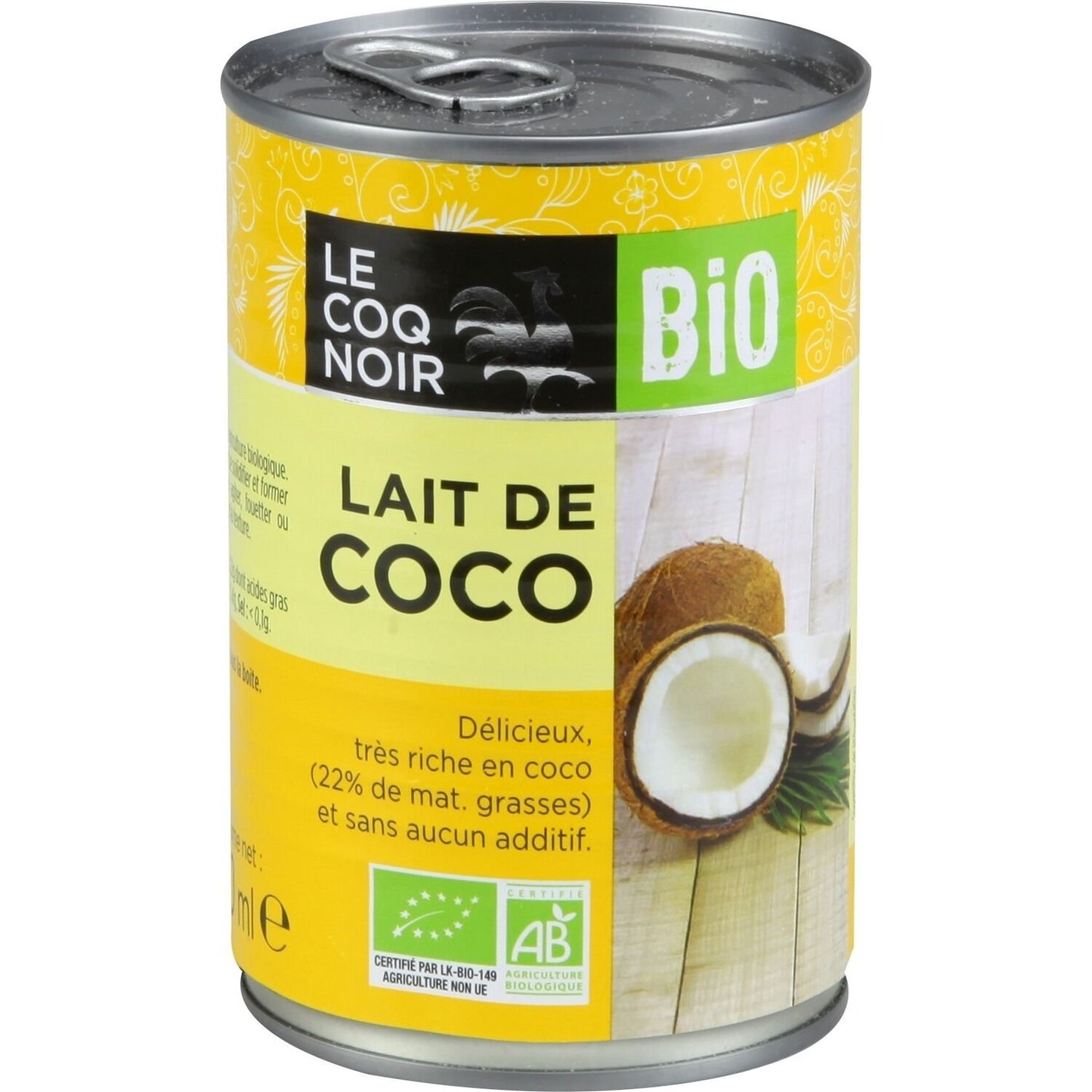 Lait de Coco Bio LE COQ NOIR la boite de 400mL