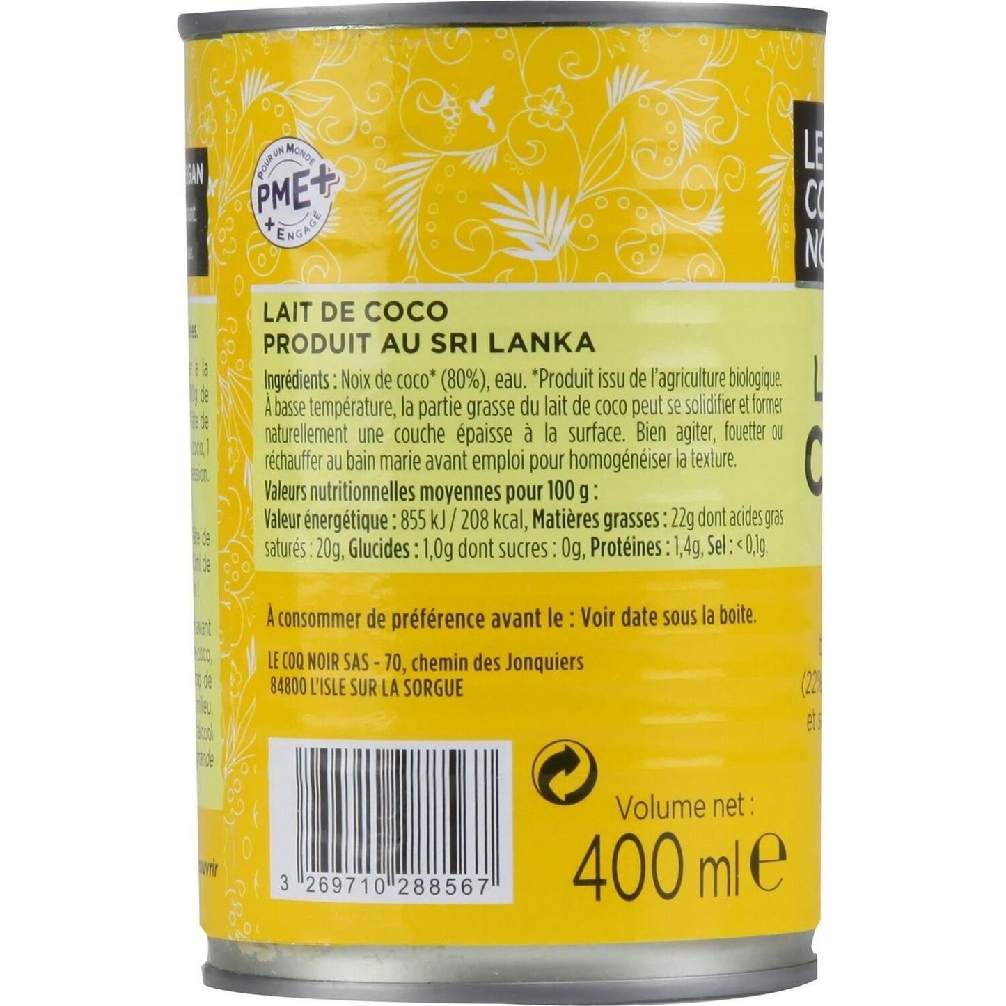 Latte di cocco biologico LE COQ NOIR