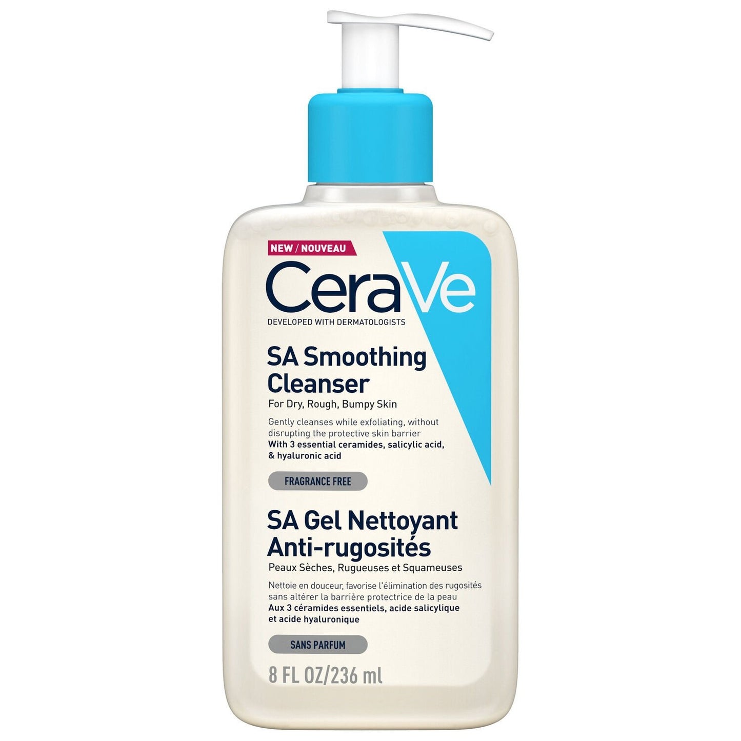 Gel Nettoyant Corps Peau Sèche et Rugueuse Anti-Rugosités CERAVE le pompe de 236mL