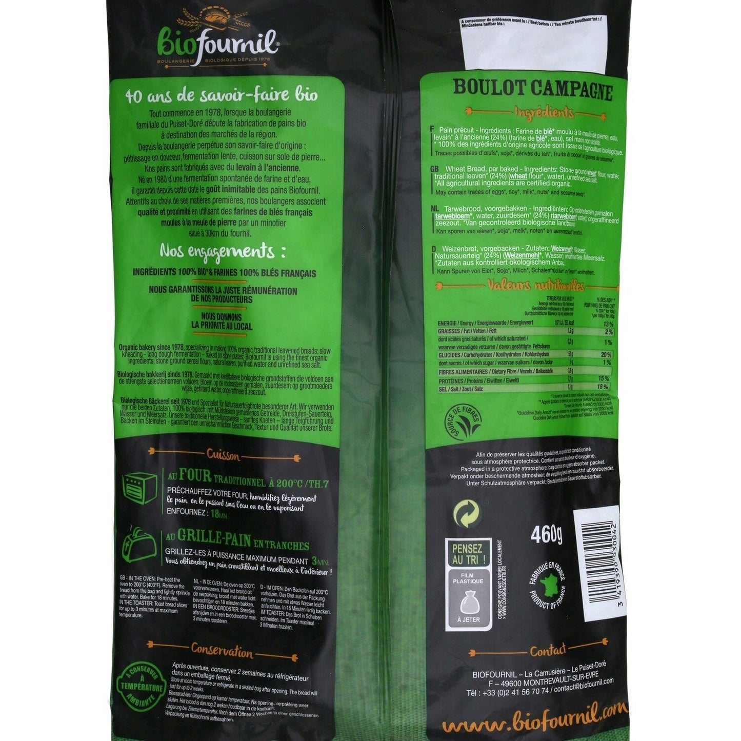Pane biologico Boulot Campagna da cuocere BIOFOURNIL
