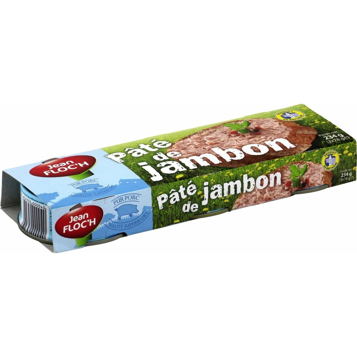 Pâté de Jambon Pur Porc JEAN FLOC'H les 3 boites de 78 g - 234 g