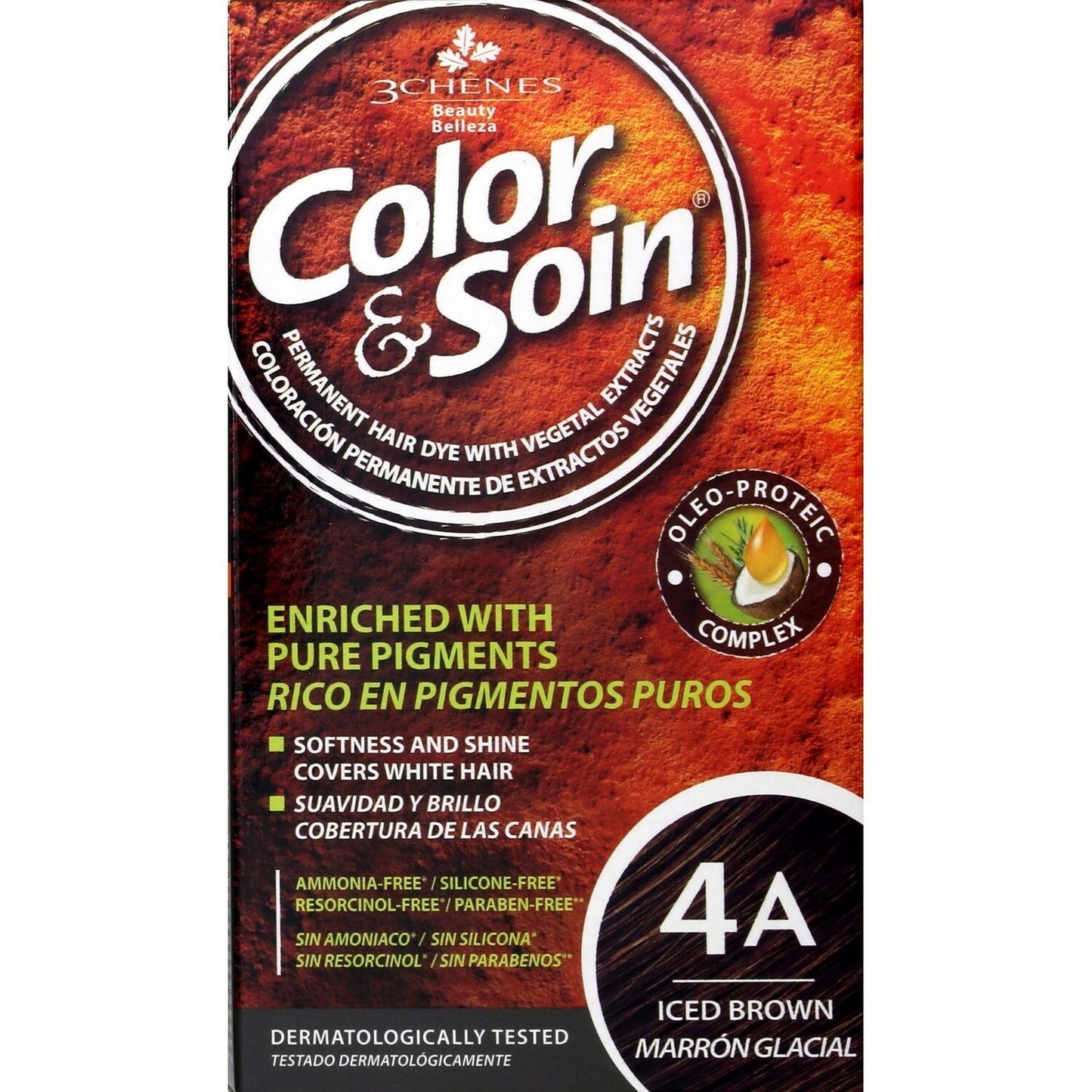 Permanente Farbe 4a Iced Brown Ammoniakfreie Farbe und Pflege 3 CHENES