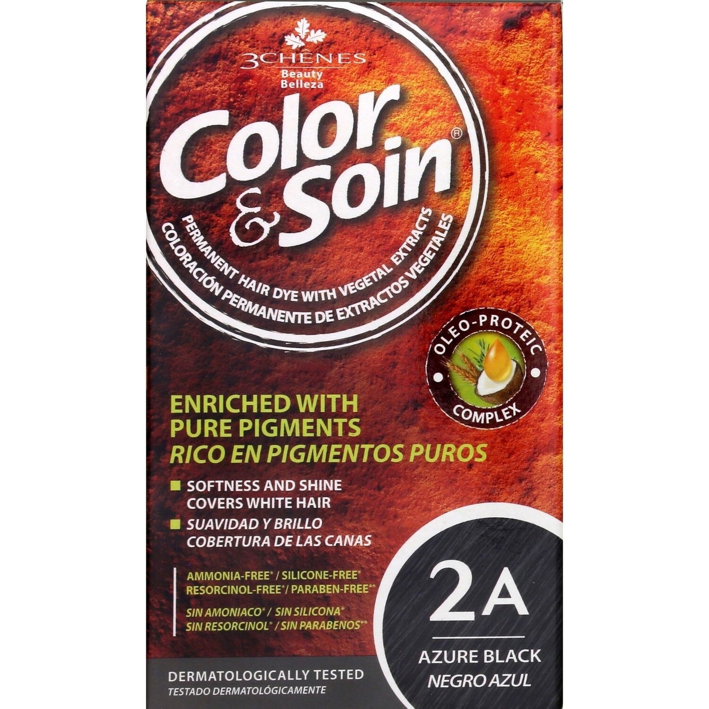 Permanente Farbe 2a Azurbraun Ammoniakfreie Farbe und Pflege 3 CHENES