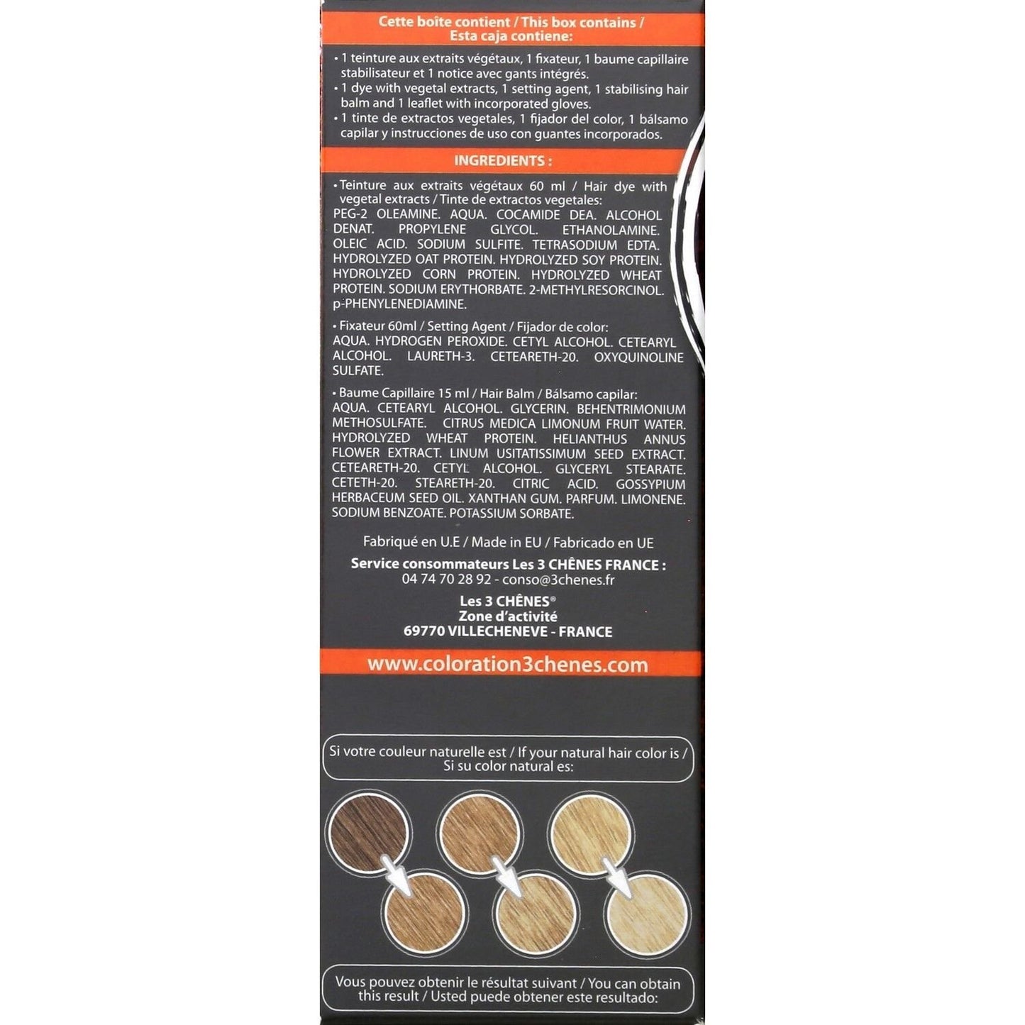 Coloration Permanente 10n Blond Platine Sans Ammoniaque Color et Soin 3 CHENES