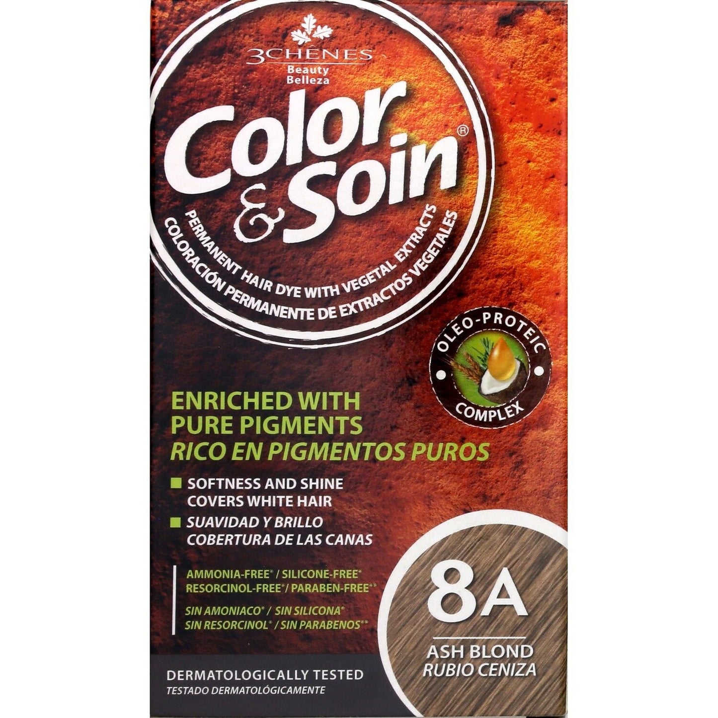 Permanente Coloration 8a Aschblond Ammoniakfreie Farbe und Pflege 3 CHENES