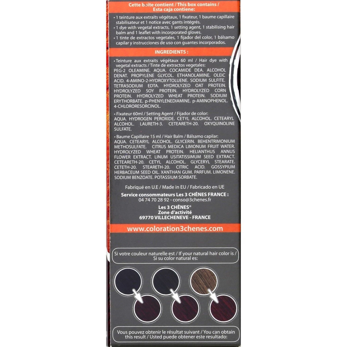 Permanente Farbe 4m Mahagonibraun Ammoniakfreie Farbe und Pflege 3 CHENES