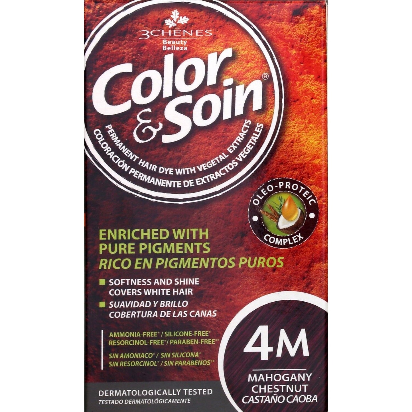 Coloration Permanente 4m Châtain Acajou Sans Ammoniaque Color et Soin 3 CHENES