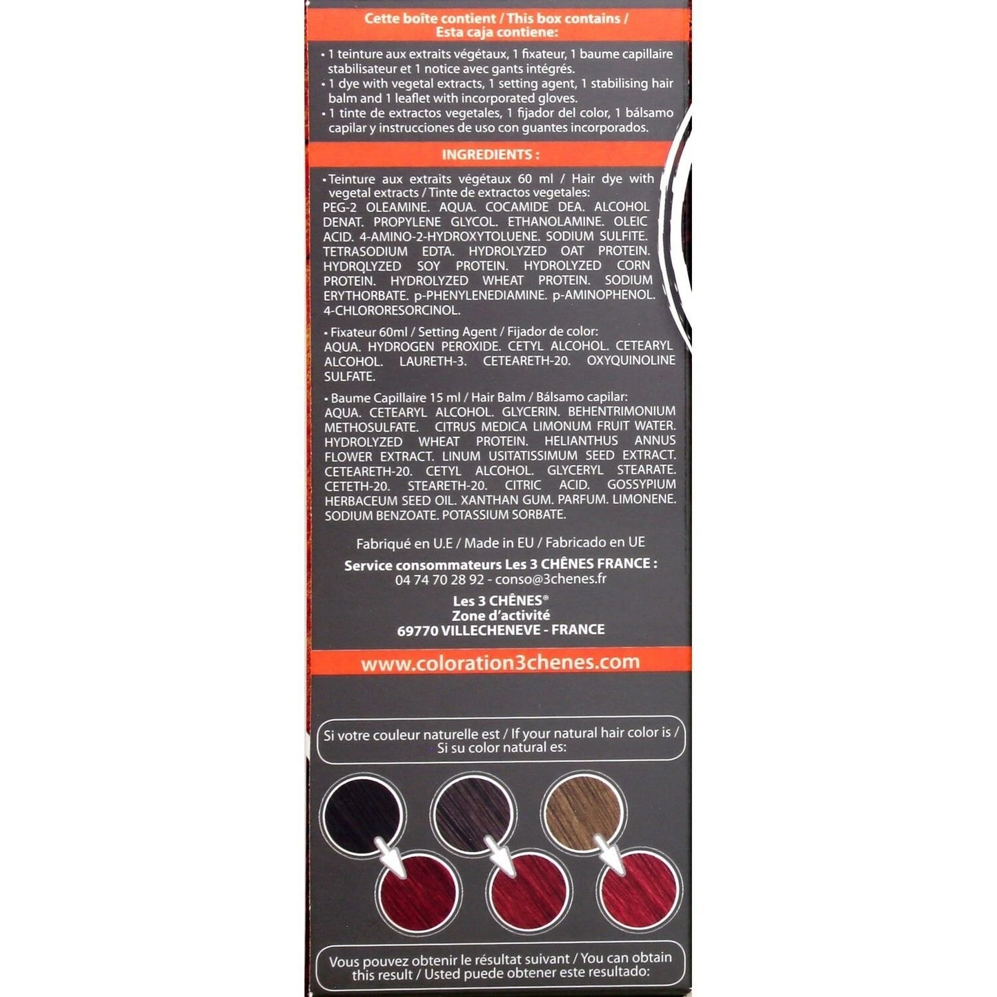 Permanente Farbe 5m Helles Kastanien-Mahagoni, Farbe und Pflege ohne Ammoniak, 3 CHENES