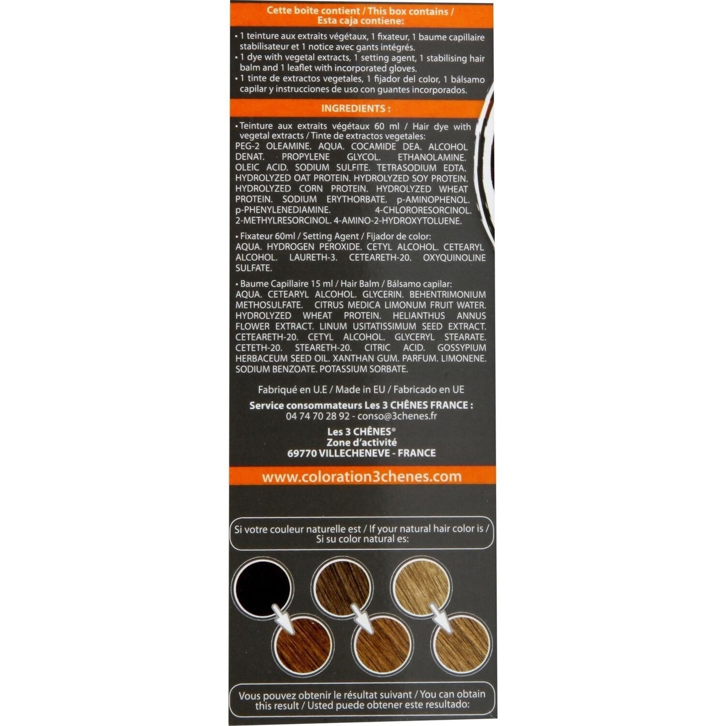 Coloration Permanente 6g Blond Foncé Doré Sans Ammoniaque Color et Soin 3 CHENES