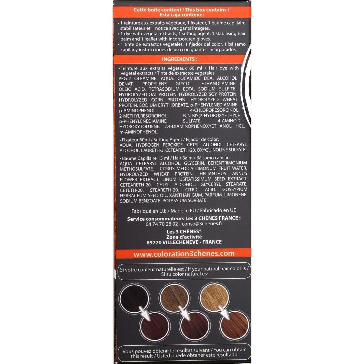 Permanente Farbe 6b Kakaobraun Ammoniakfreie Farbe und Pflege 3 CHENES