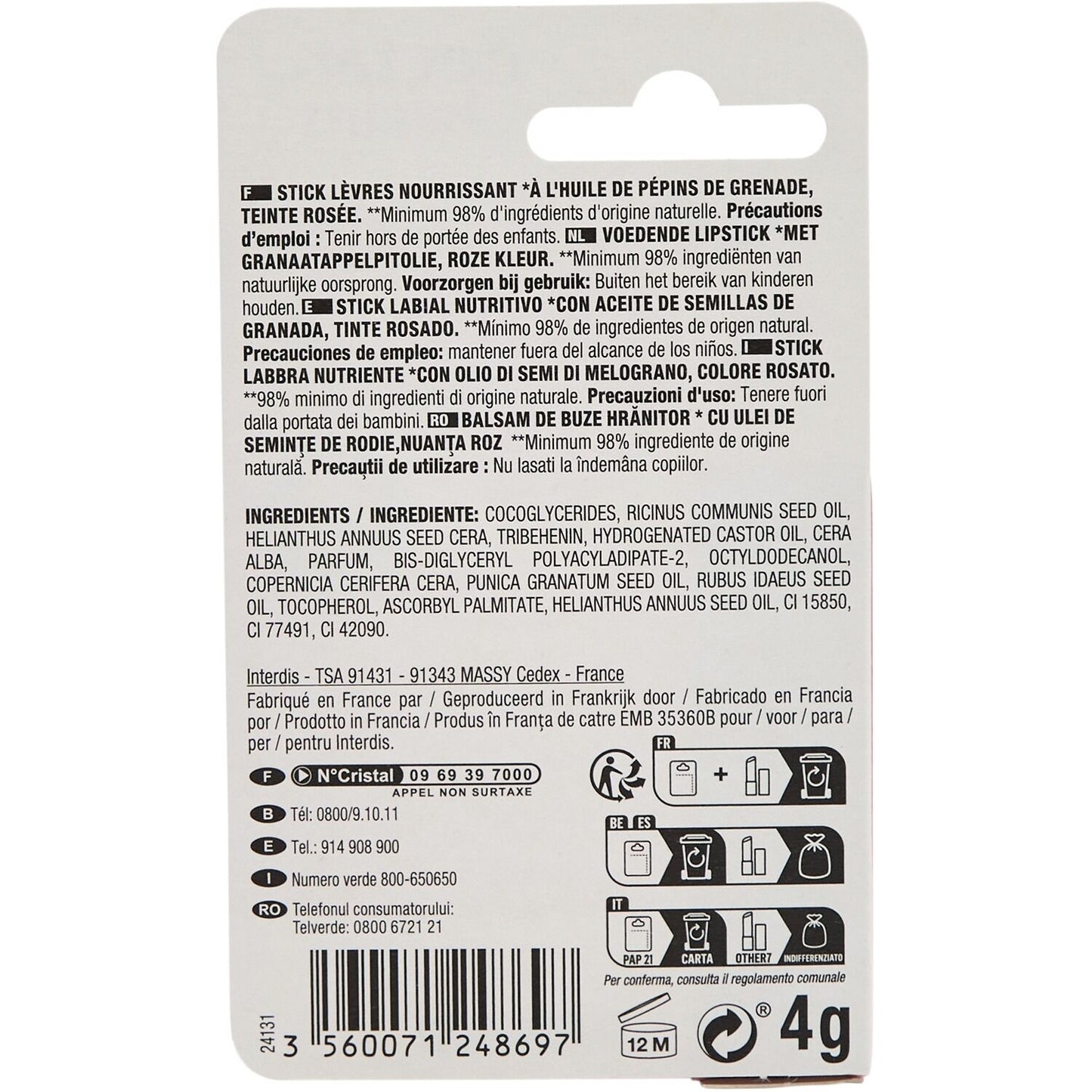 Stick à Lèvres Nutrition Grenade NECTAR OF BEAUTY