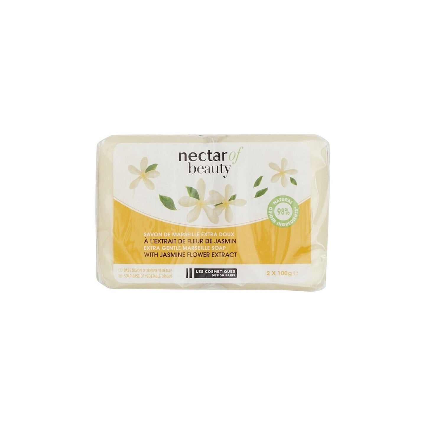 Savon Solide de Marseille Fleur de Jasmin NECTAR OF BEAUTY les 2 pains de 100g