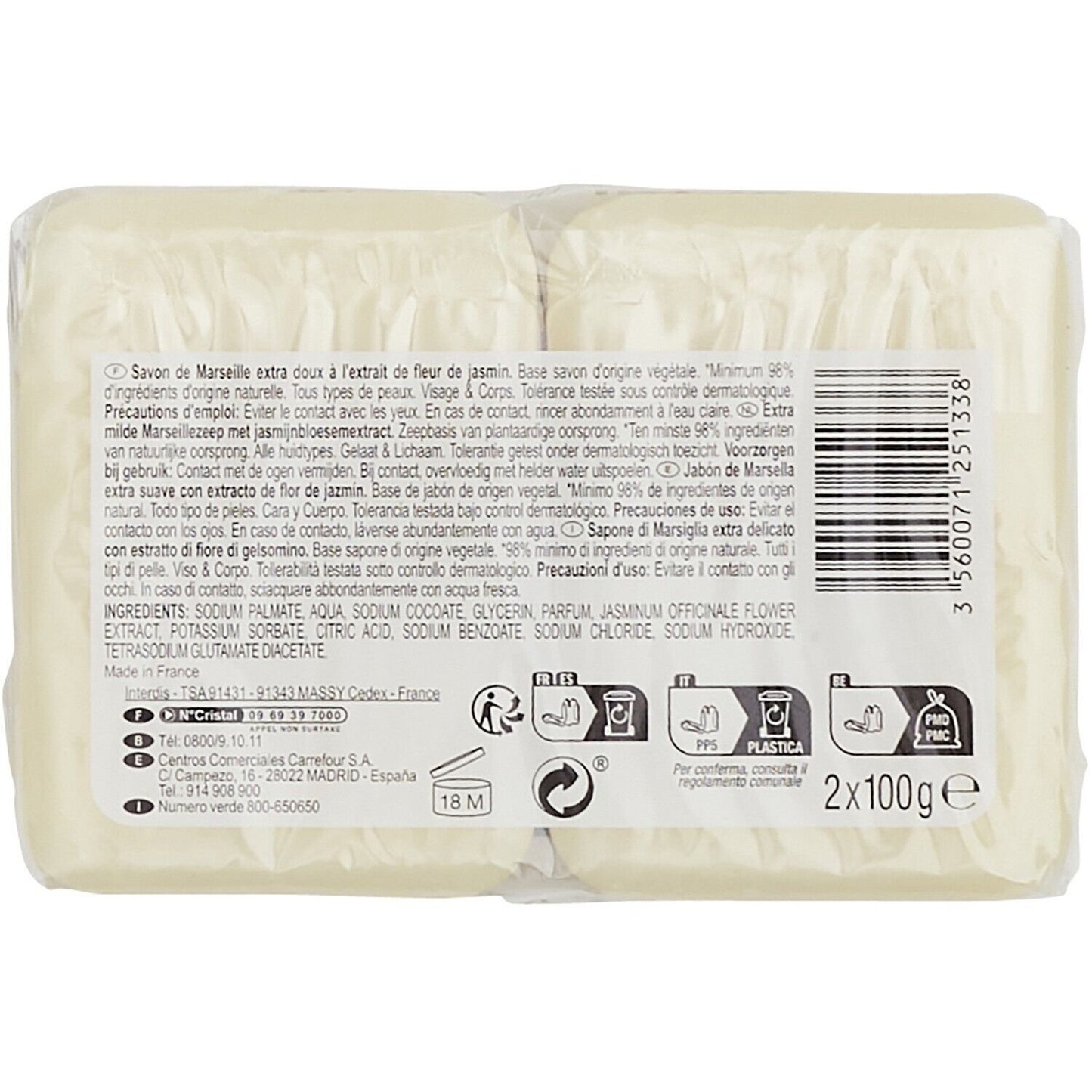 Savon Solide de Marseille Fleur de Jasmin NECTAR OF BEAUTY