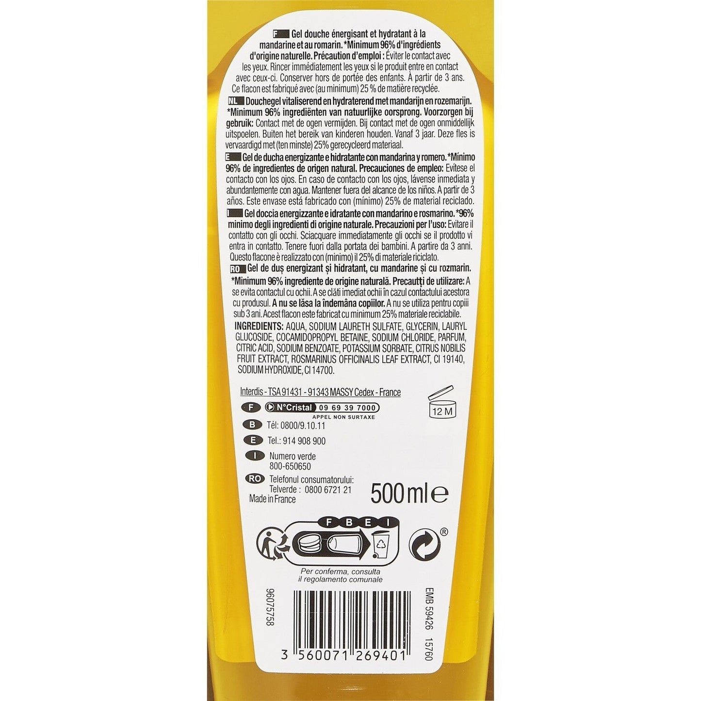 LCS NECTAR OF BEAUTY Mandarin and Rosemary Shower Gel