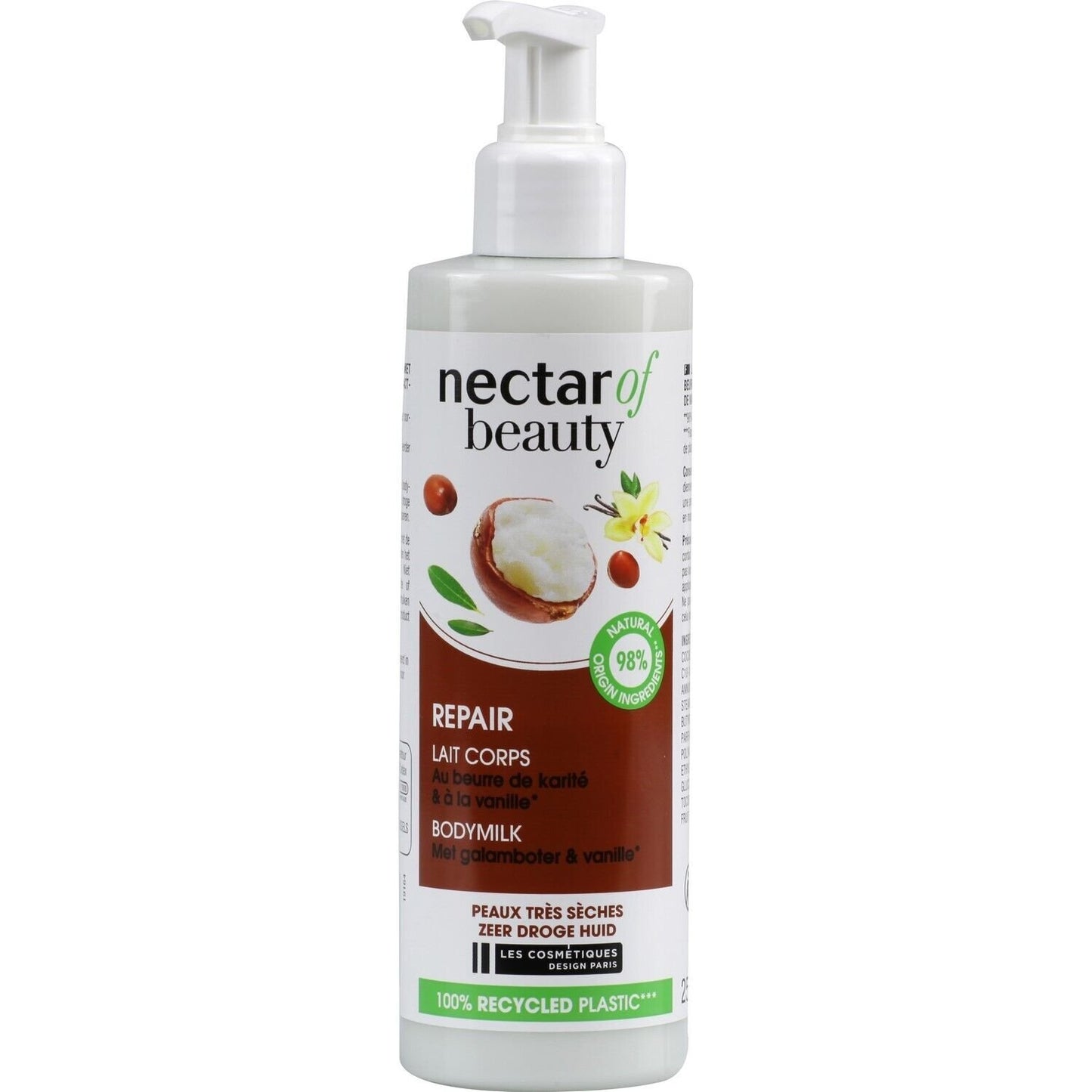 Lait Corps Réparateur Beurre de Karité Vanille NECTAR OF BEAUTY le flacon de 250mL