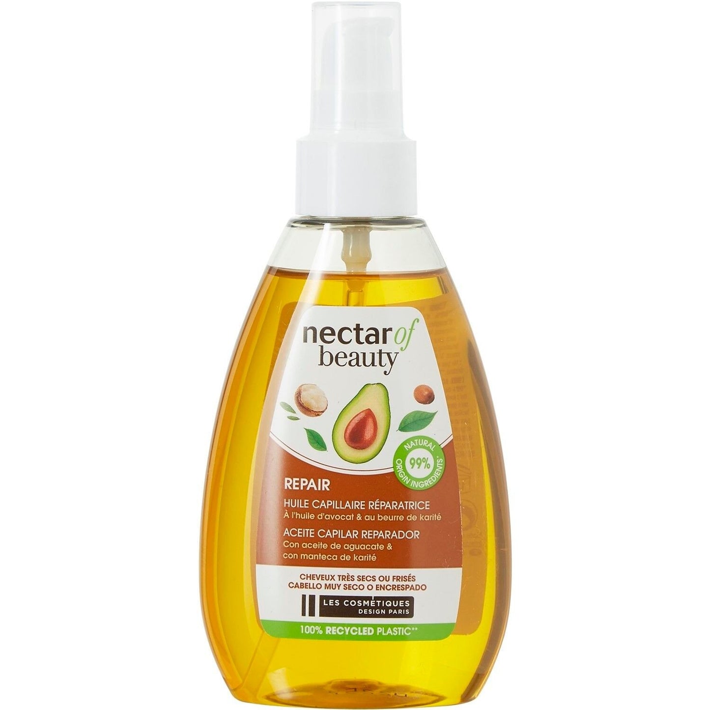 Huile Cheveux Réparatrice Cheveux Secs et Abîmés Avocat Karité NECTAR OF BEAUTY le flacon de 150mL