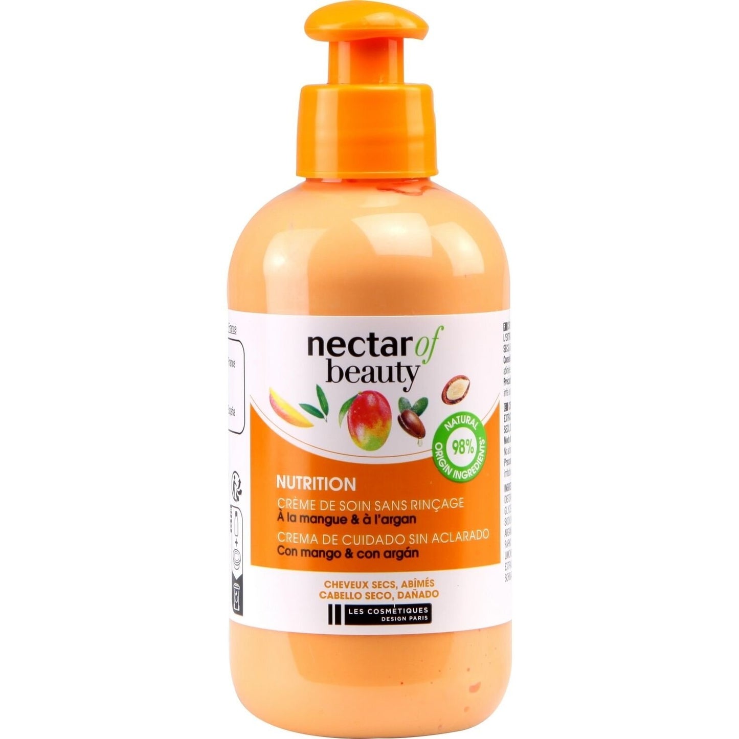 Soin Cheveux Mangue Argan Sans Rinçage, Nutrition NECTAR OF BEAUTY le flacon de 200mL
