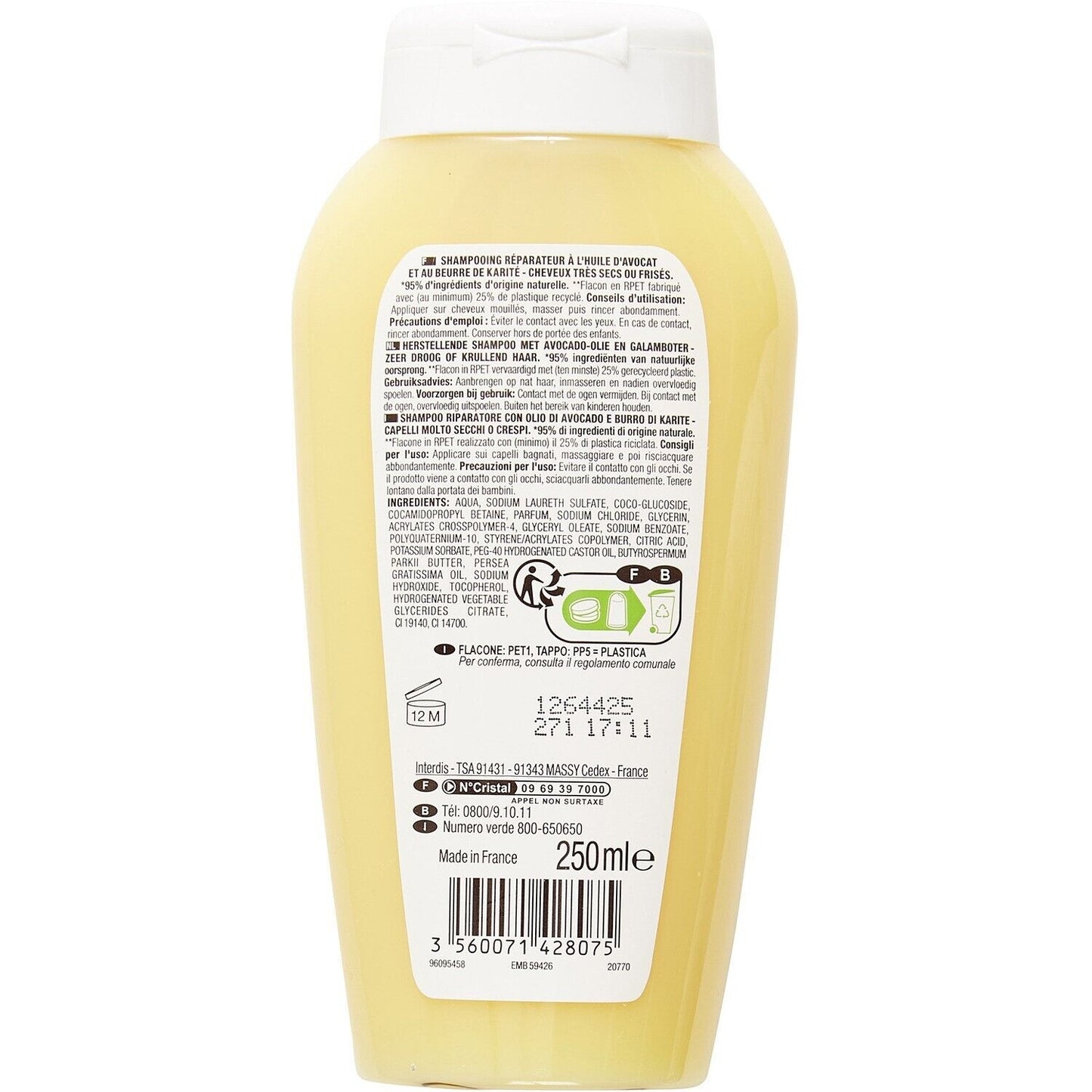 NECTAR OF BEAUTY Reparierendes Shampoo für sehr trockenes oder lockiges Haar mit Avocado und Sheabutter
