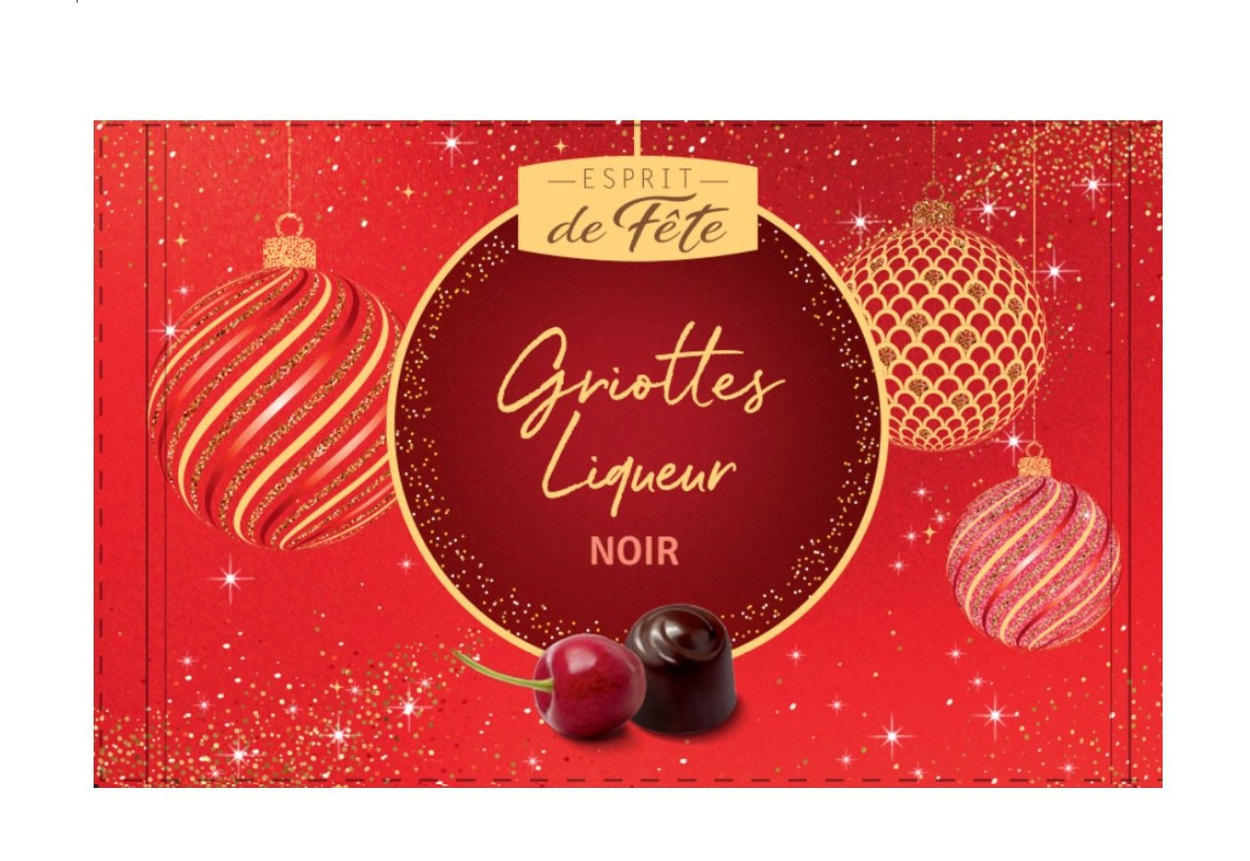 Griottes Liqueur Chocolat Noir ESPRIT DE FETE - Gamme de Noël 2025 la boîte de 225 g