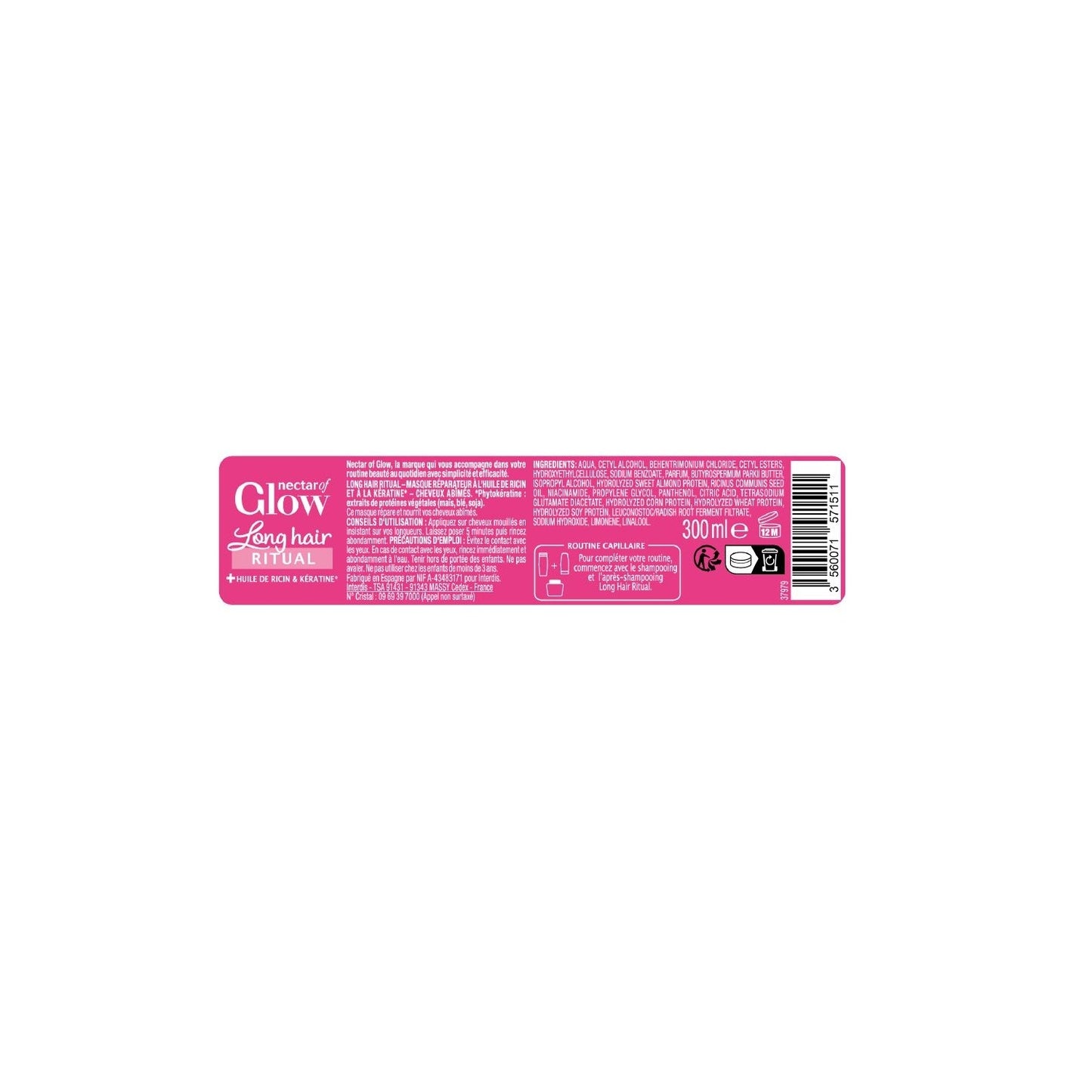 Masque réparateur à l'huile de ricin et à la kératine pour cheveux abîmés NESTAR OF GLOW