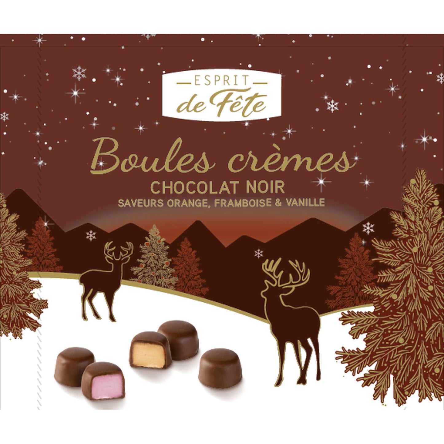 Assortiments chocolats ESPRIT DE FETE - Gamme de Noël 2025 la boite de 1Kg