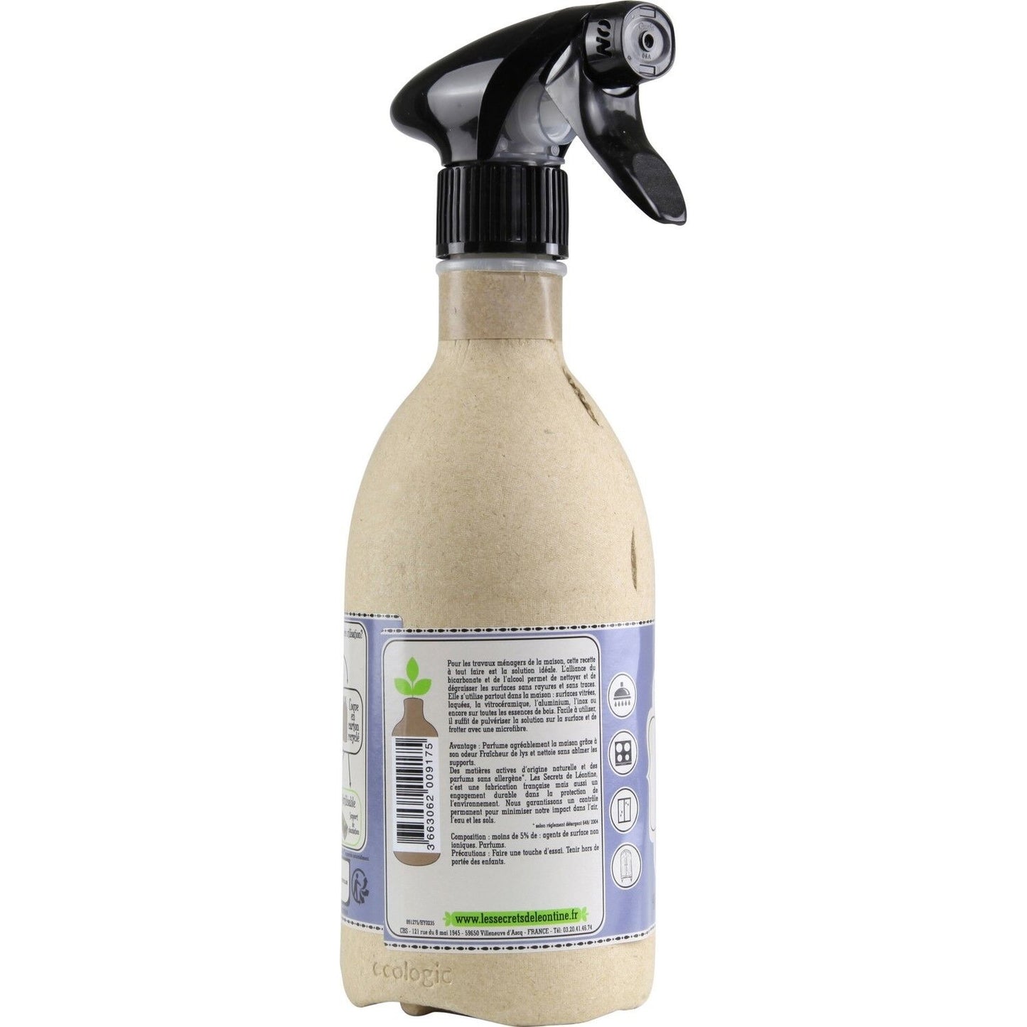 Nettoyant Ménager Multi-Surfaces Bicarbonate Alcool Fraîcheur Lys LES SECRETS DE LEONTINE