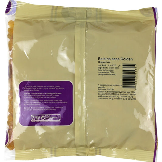 Raisins Secs Golden POP NUTS