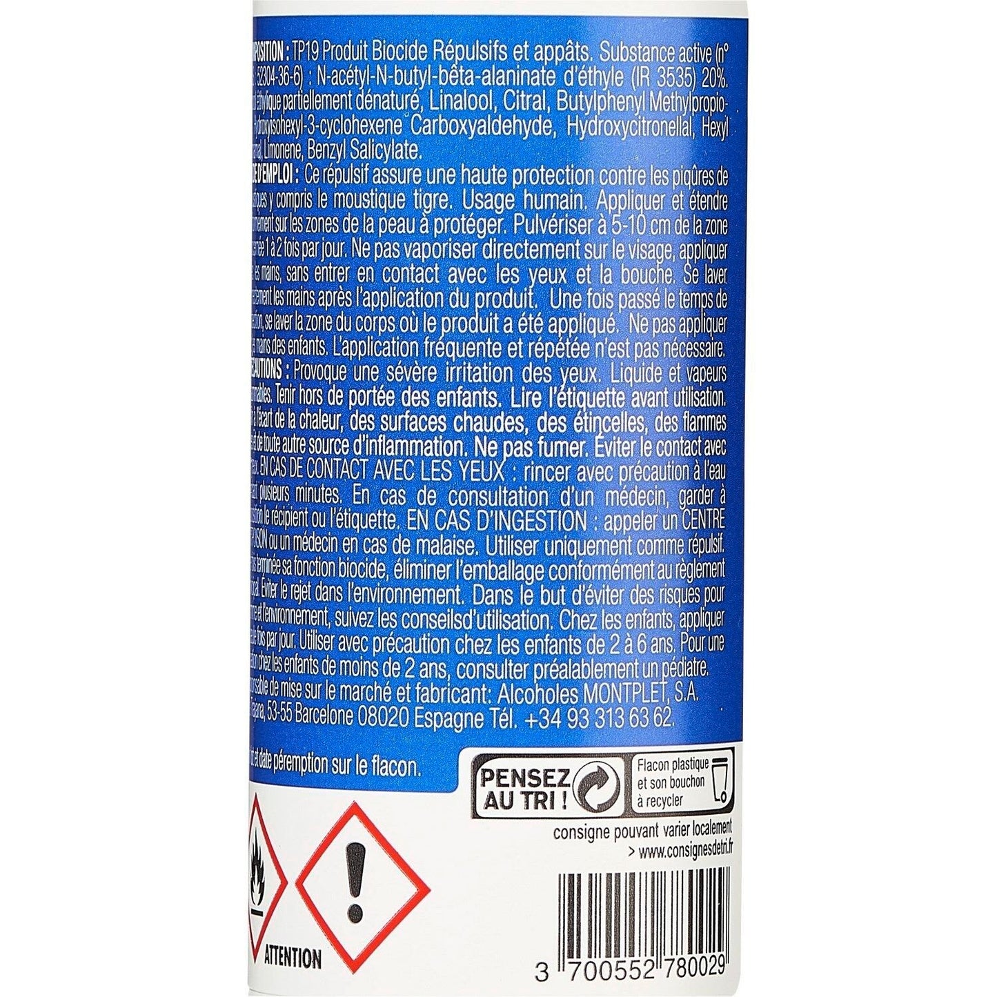 Anti-Moustiques Spray Répulsif Haute Protection Jusqu'à 8h MEDISANTE