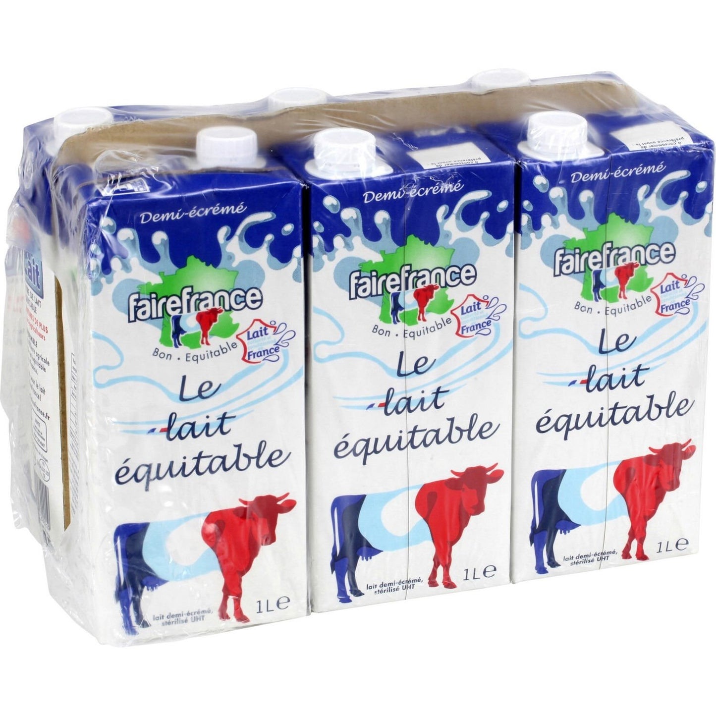 Lait Demi-Ecreme Stérilisé UHT FAIREFRANCE le pack de 6 briques d'1L