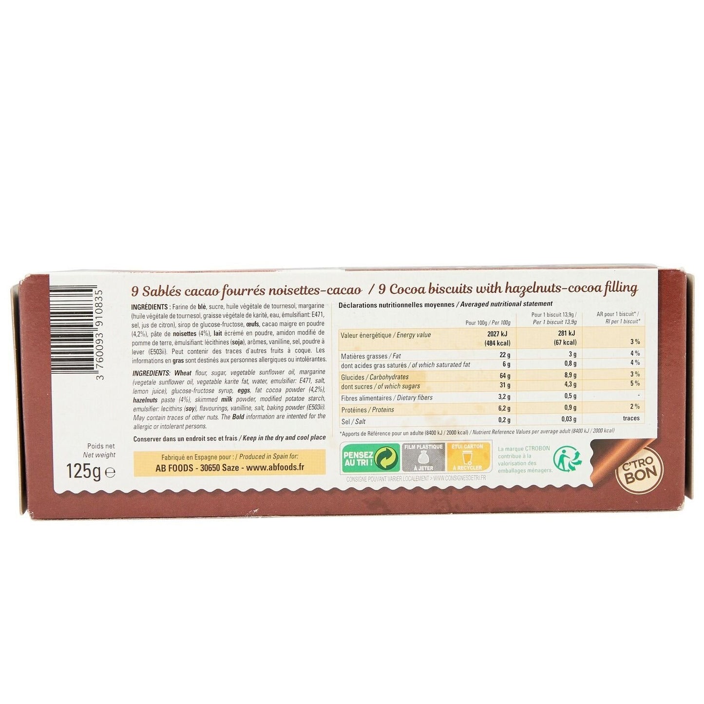 C'TRO BON Cocoa Shortbread Cookies with Hazelnut-Cocoa Filling